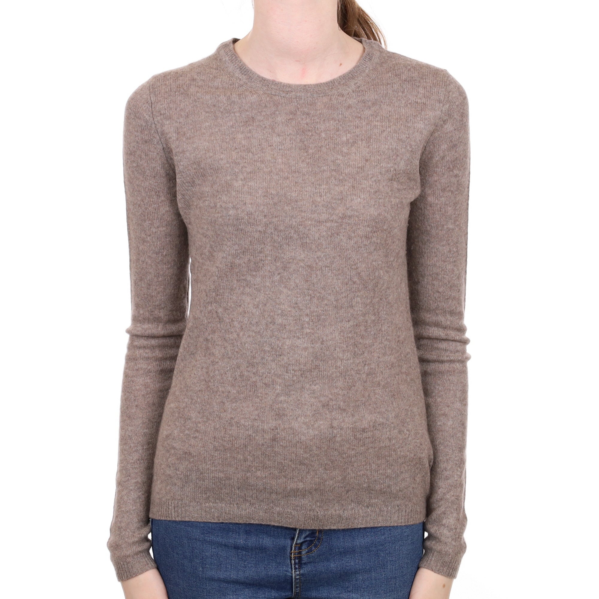 Mink Brown Cashmere Crew Neck Jumper Extra Small
