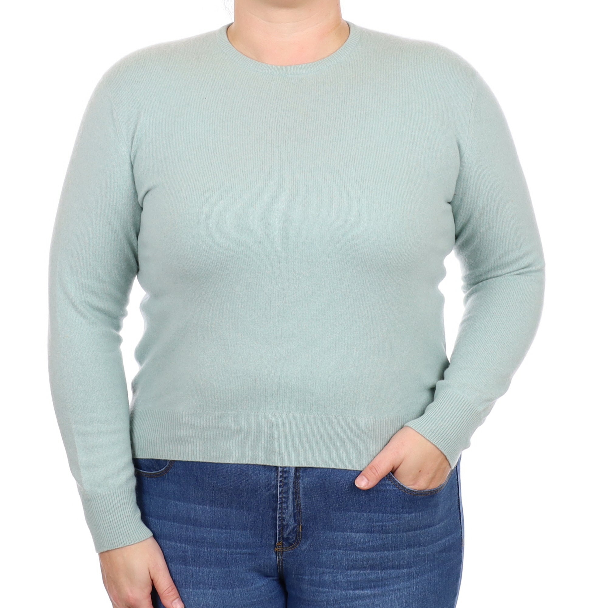 Deep Mint Green Cashmere Crew Neck Jumper Large
