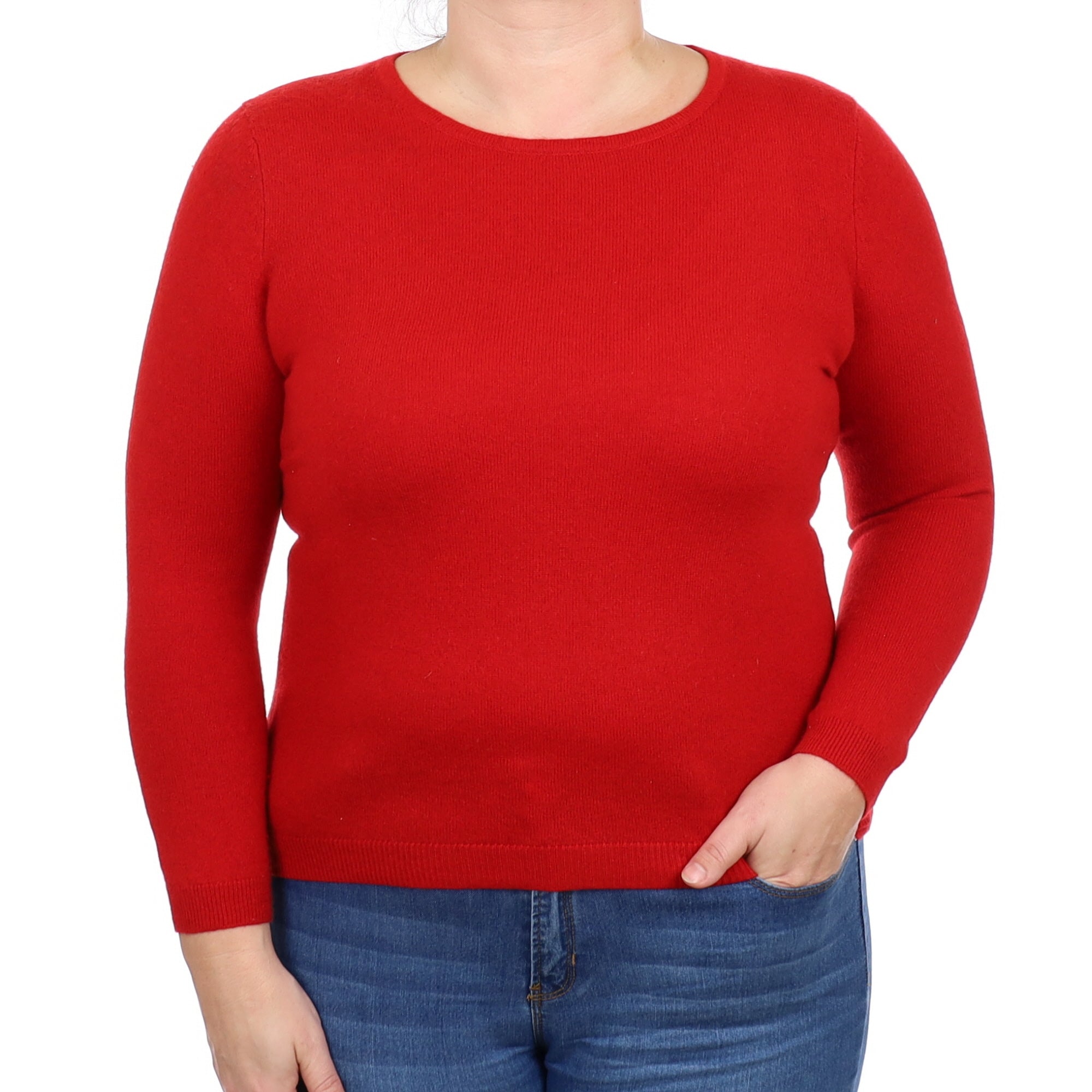 Post Box Red Cashmere Crew Neck Jumper Large