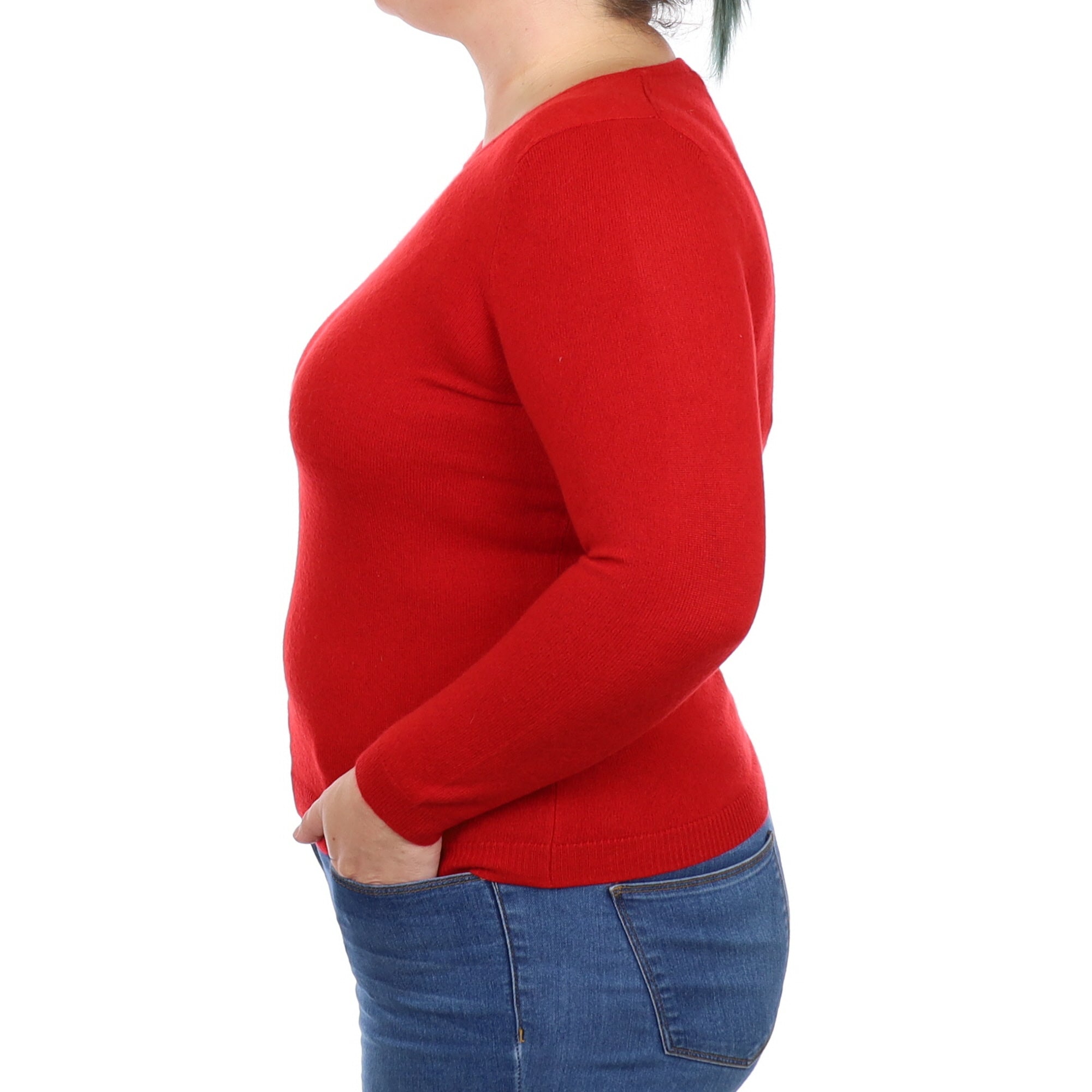 Post Box Red Cashmere Crew Neck Jumper Large