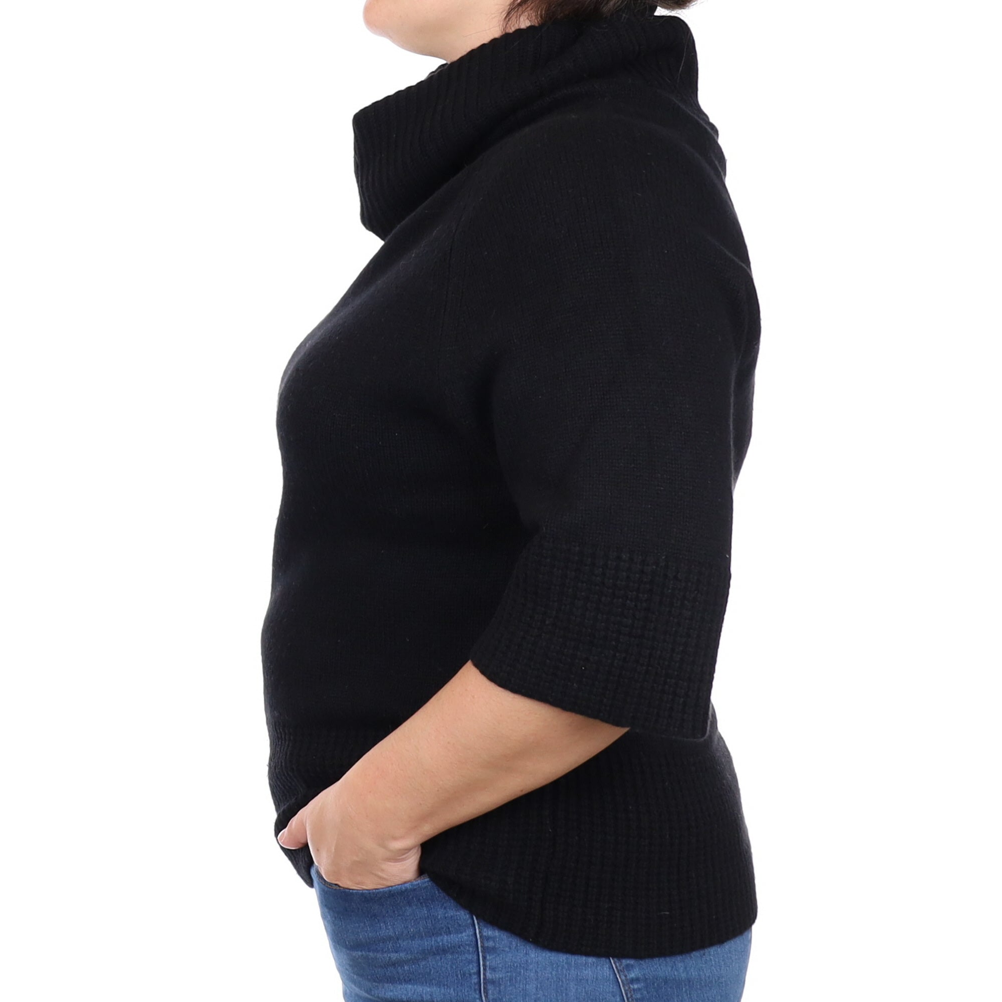 Black Cashmere Cowl Neck Jumper Large