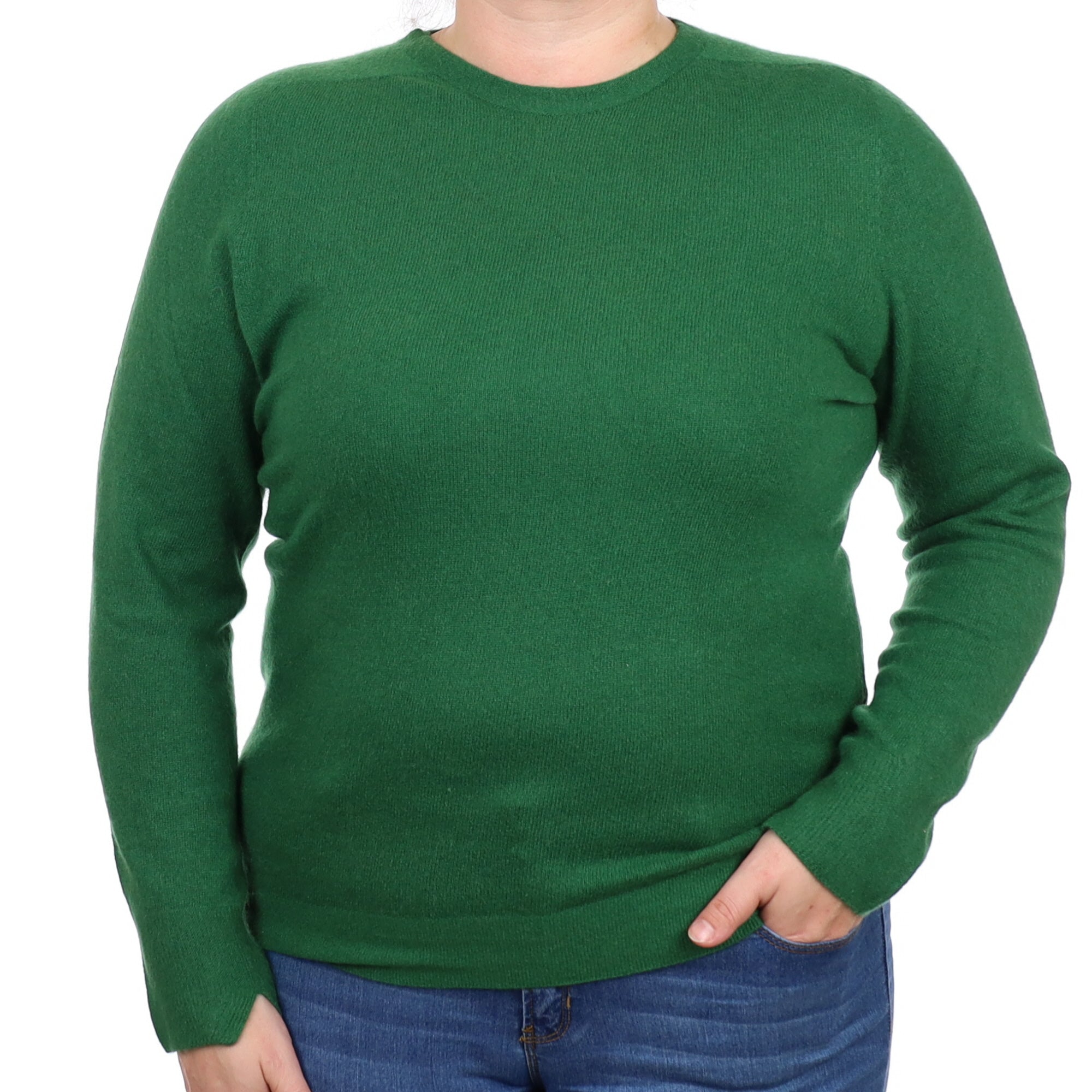 Grass Green Cashmere Crew Neck Jumper Large