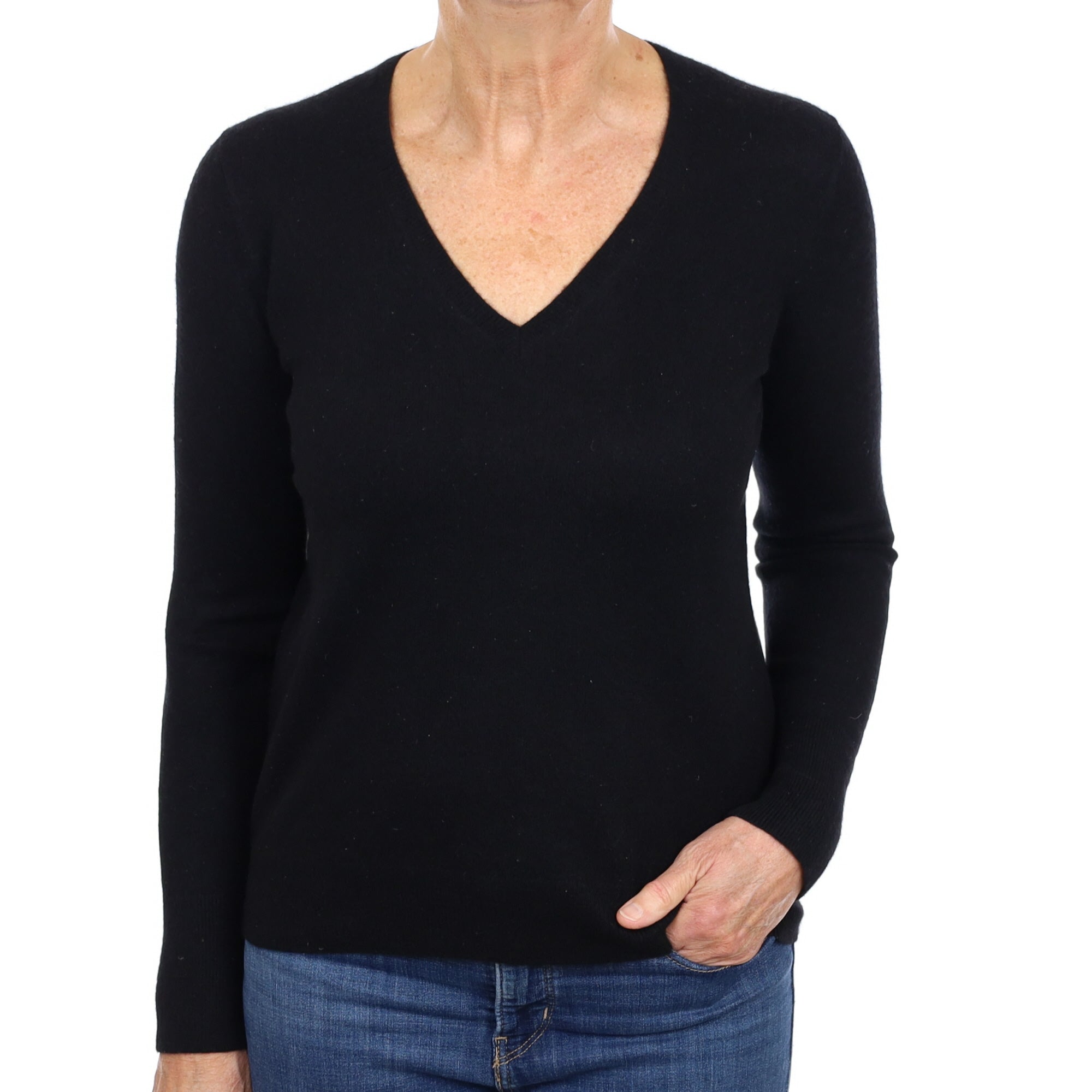 Everlane Black Cashmere V Neck Jumper Medium