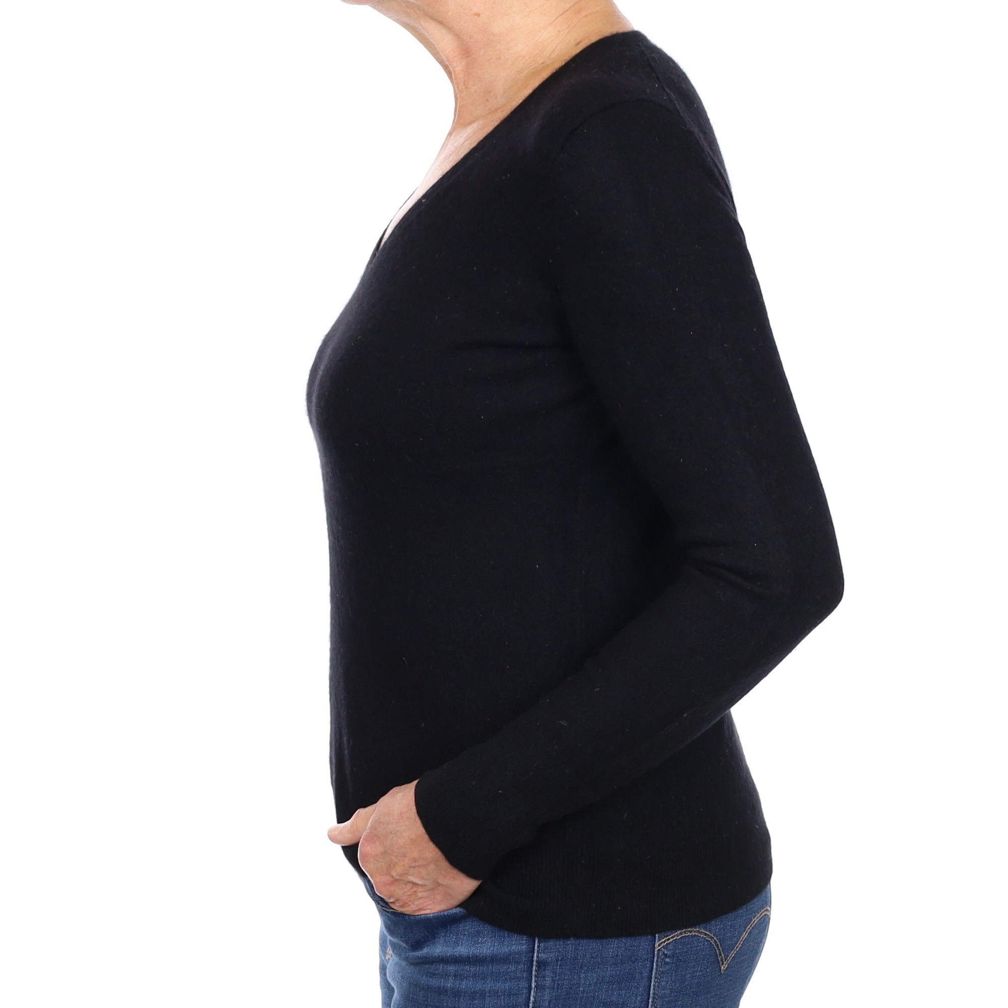 Everlane Black Cashmere V Neck Jumper Medium