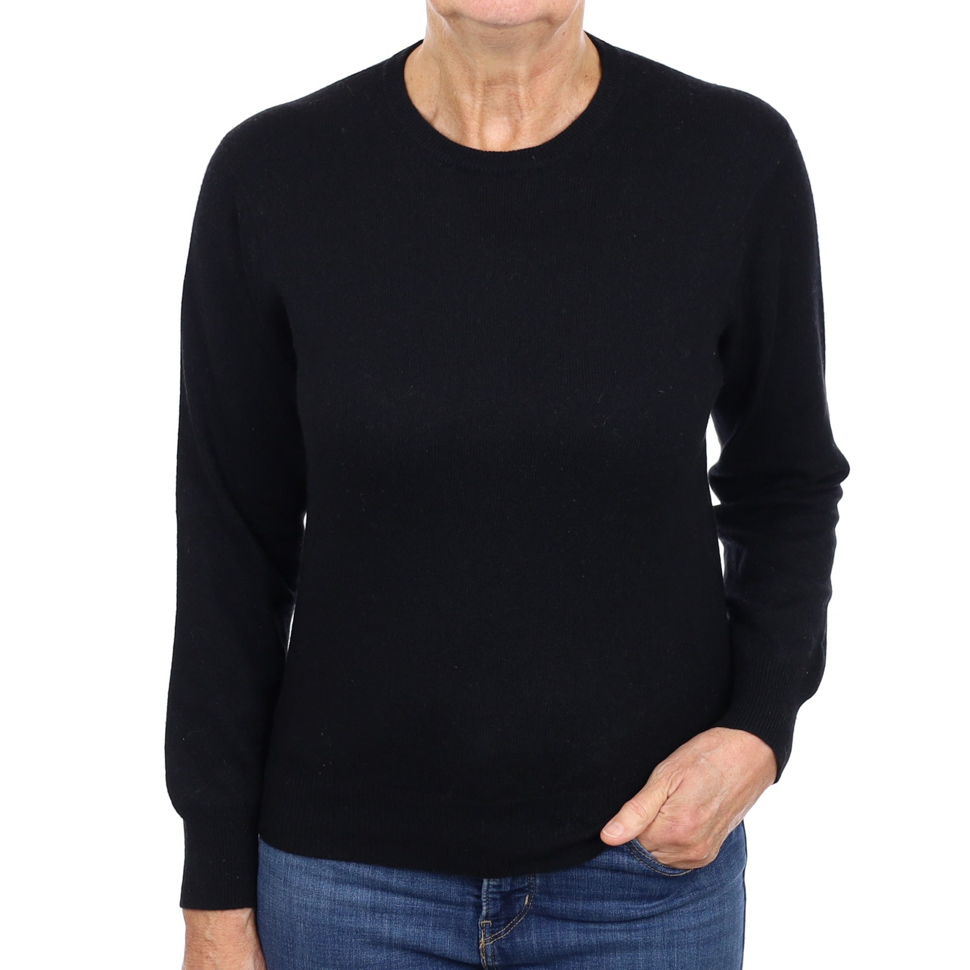 Black Cashmere Crew Neck Jumper Medium