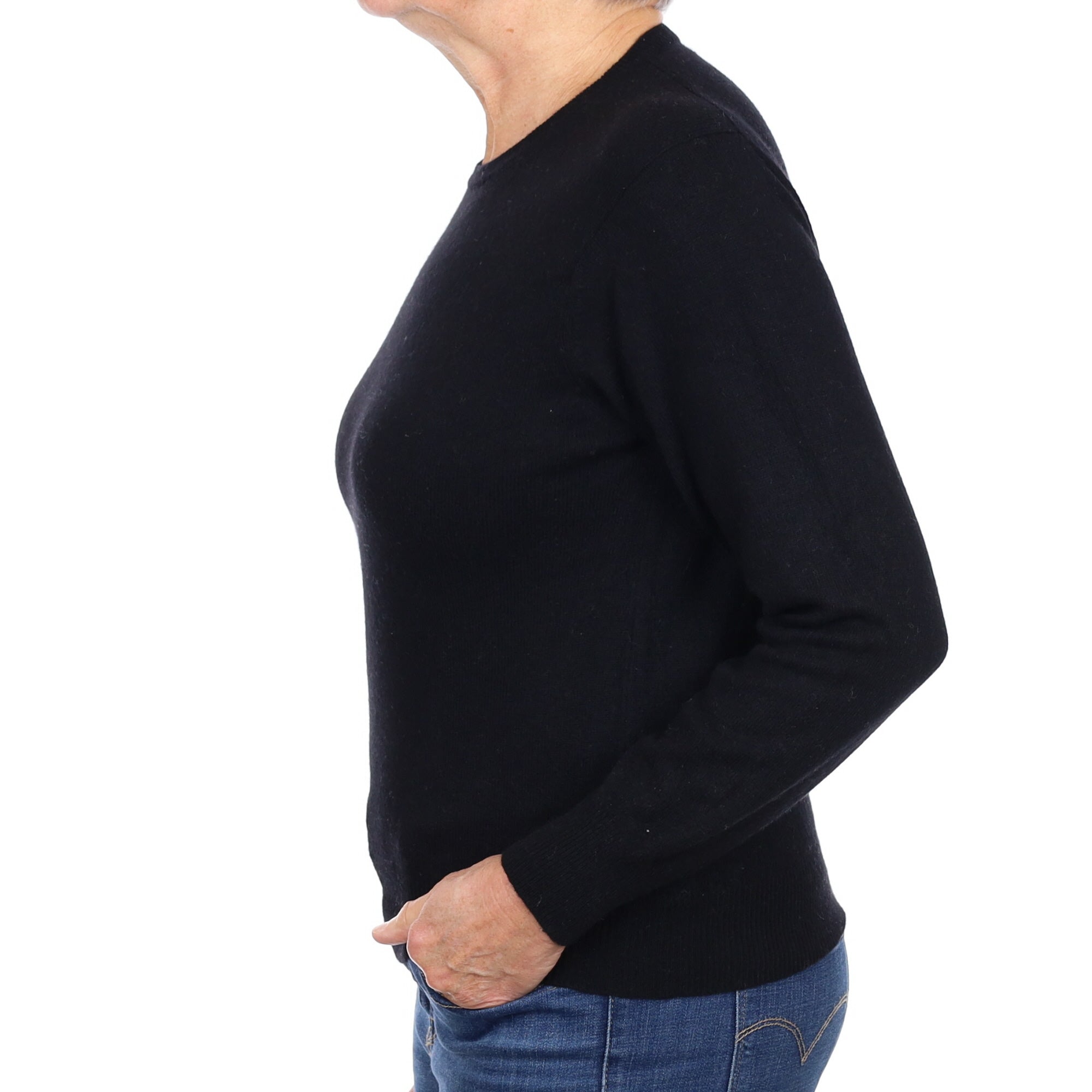 Black Cashmere Crew Neck Jumper Medium