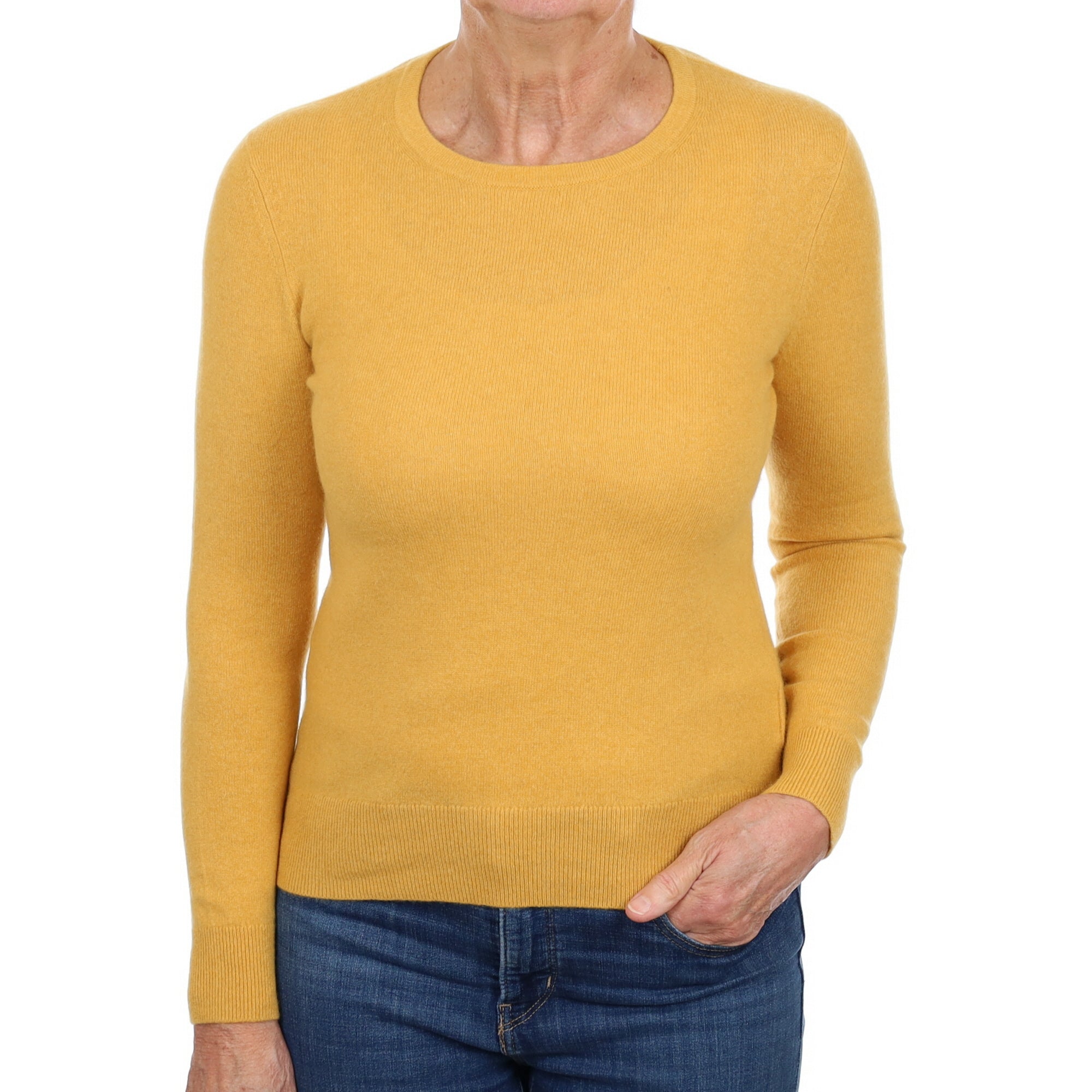 Goldfinch Yellow Cashmere Crew Neck Jumper Medium