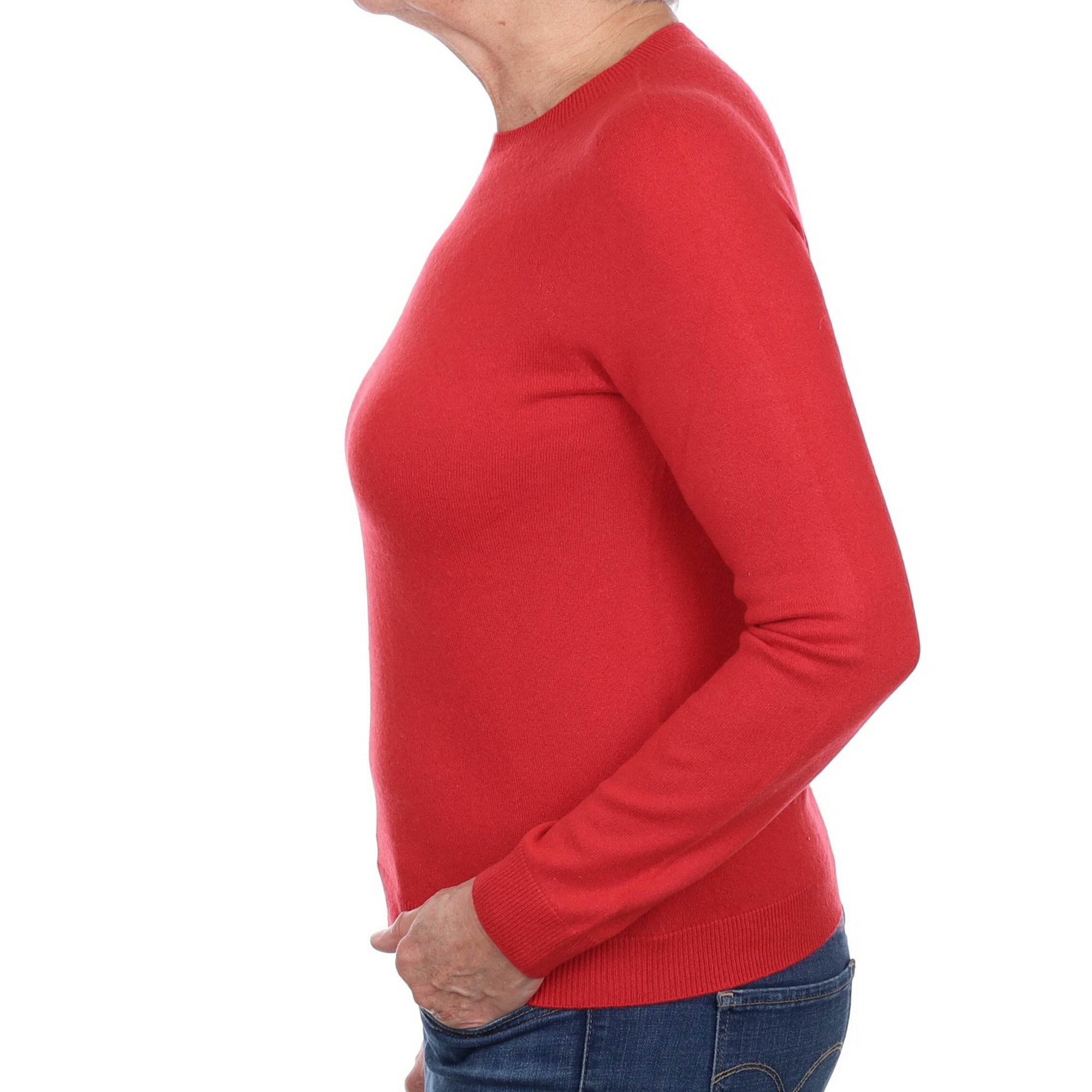 Berry Red Cashmere Crew Neck Jumper Medium