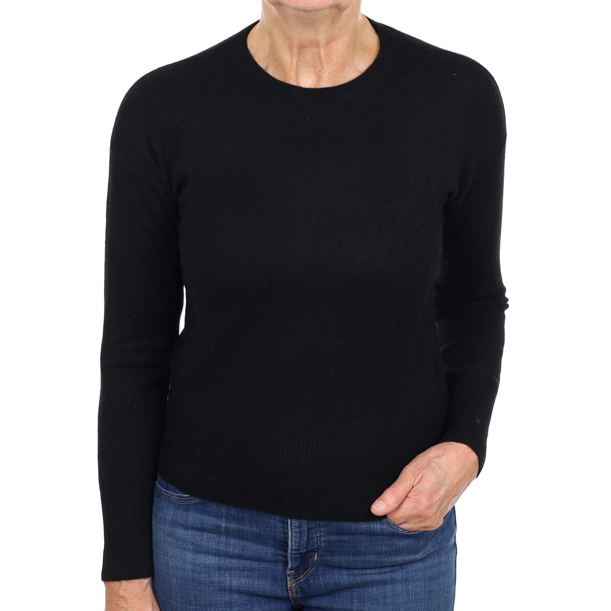 Black Cashmere Crew Neck Jumper Medium