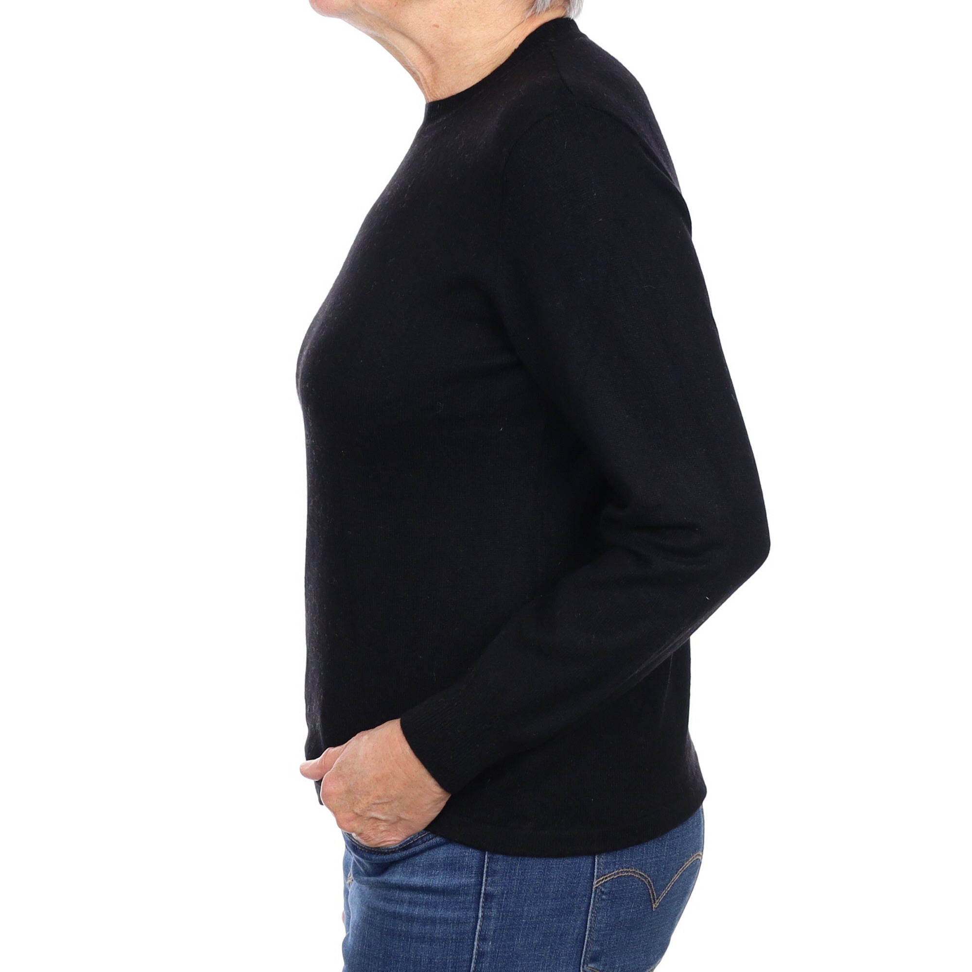 Black Cashmere Crew Neck Jumper Medium