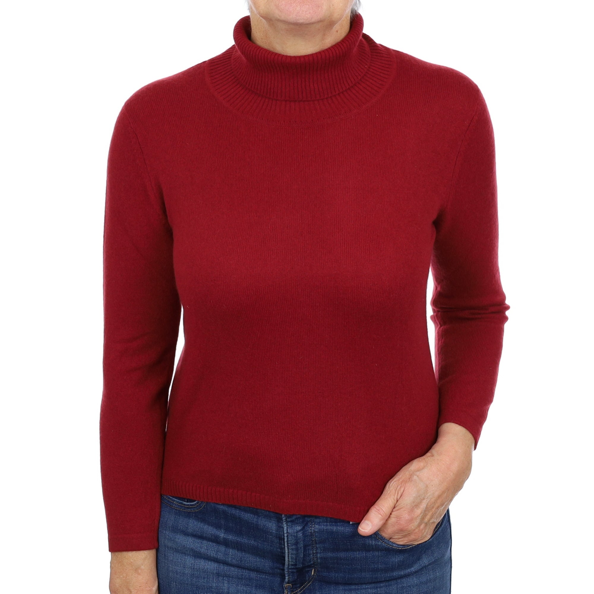 Rouge Red Cashmere Polo Neck Jumper Medium