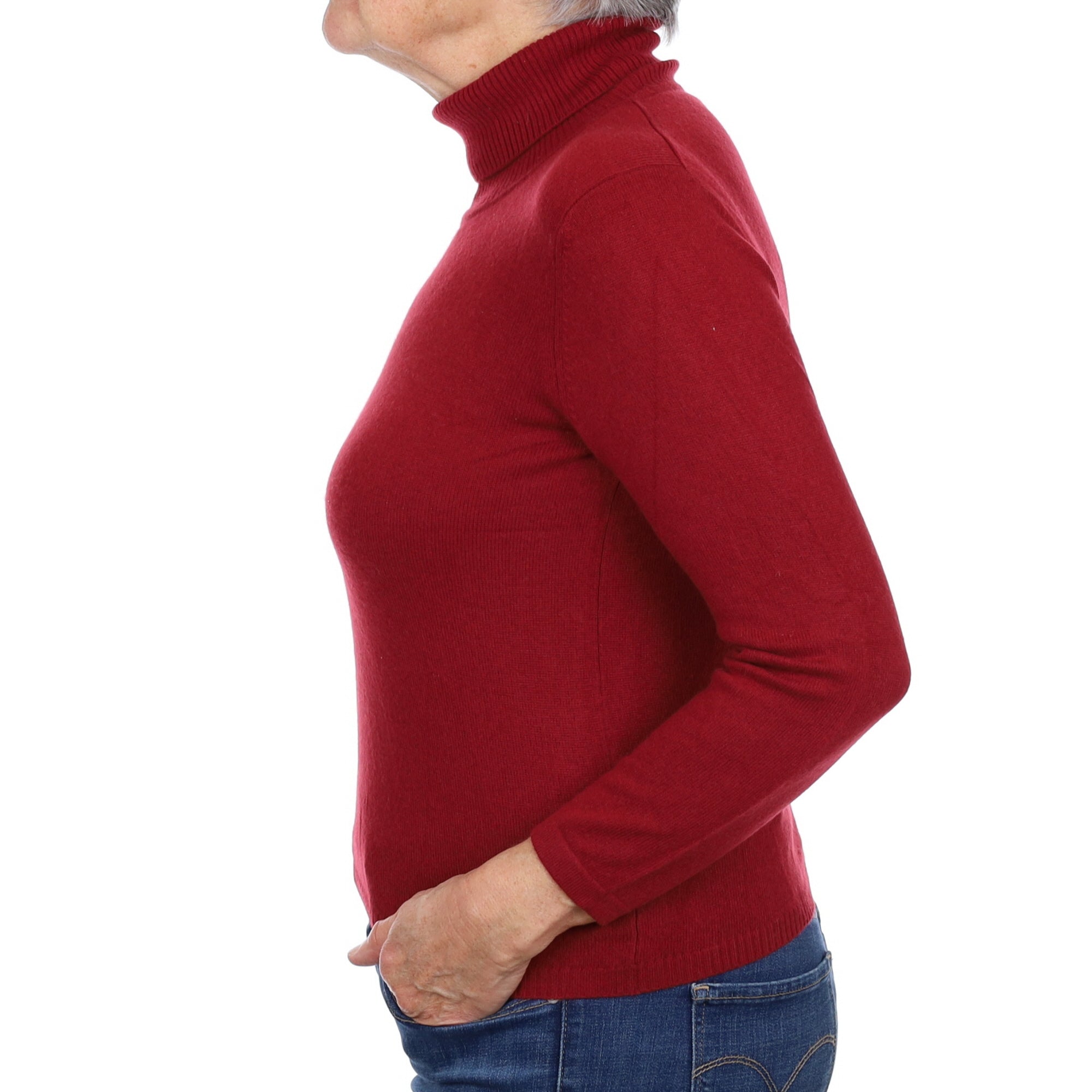 Rouge Red Cashmere Polo Neck Jumper Medium