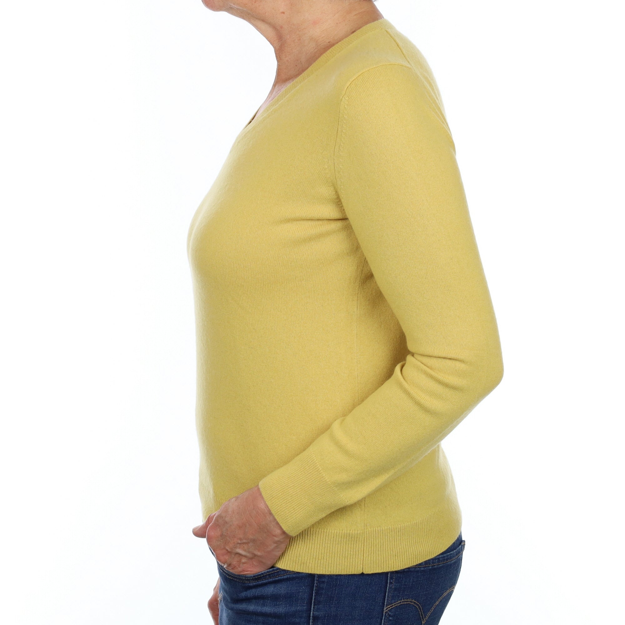 Pineapple Yellow Cashmere V Neck Jumper Medium