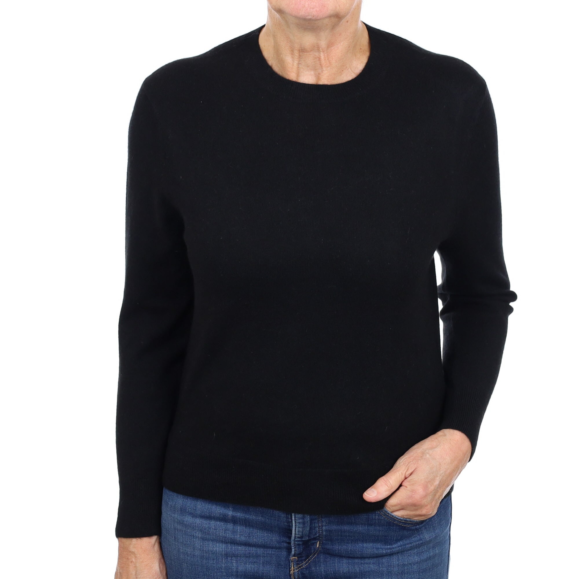 Black Cashmere Crew Neck Jumper Medium