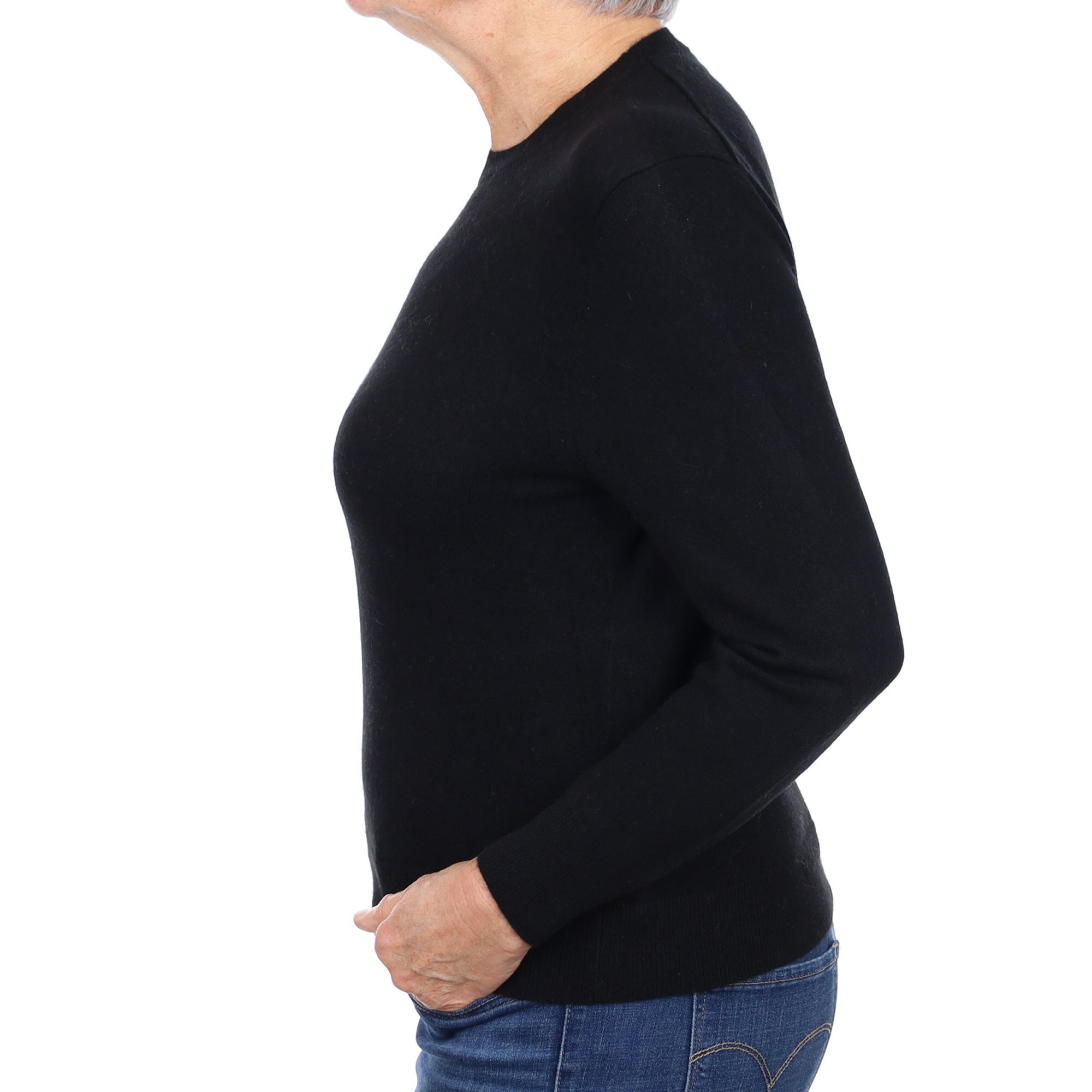 Black Cashmere Crew Neck Jumper Medium