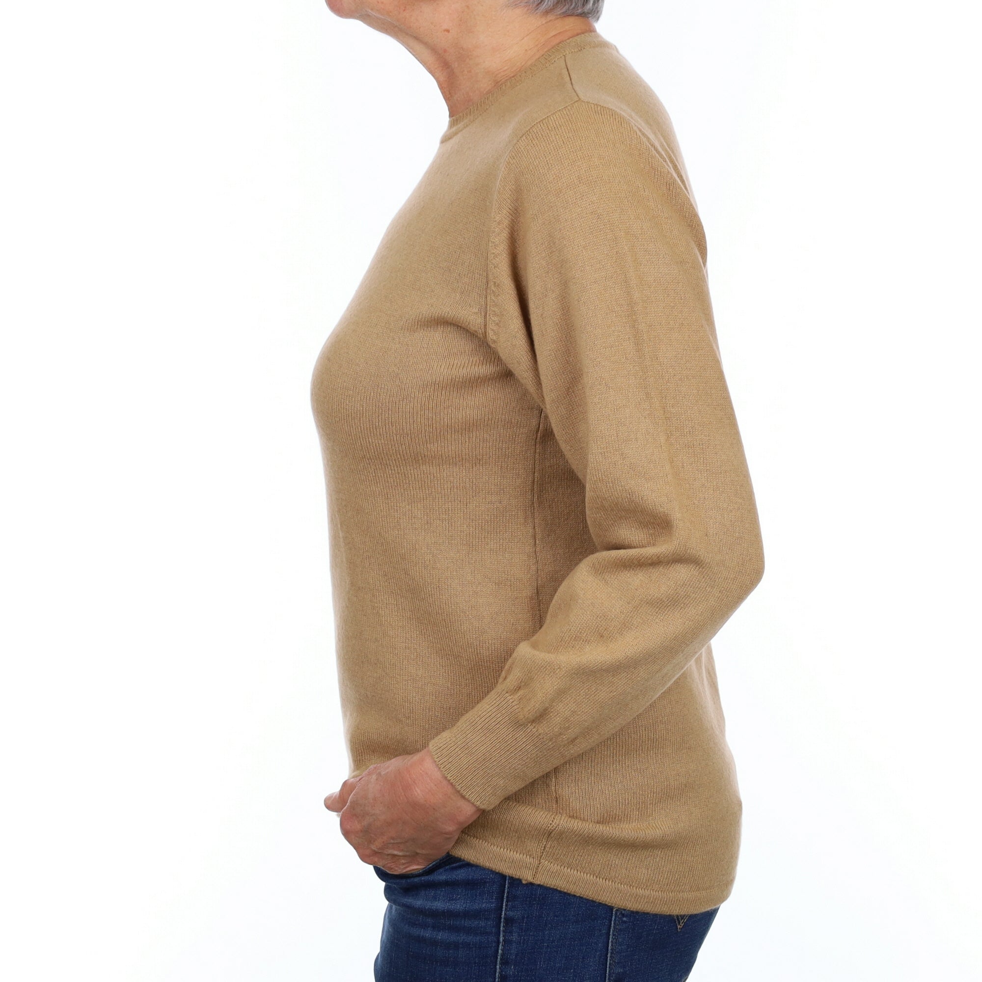 Caramel Brown Cashmere Crew Neck Jumper Medium