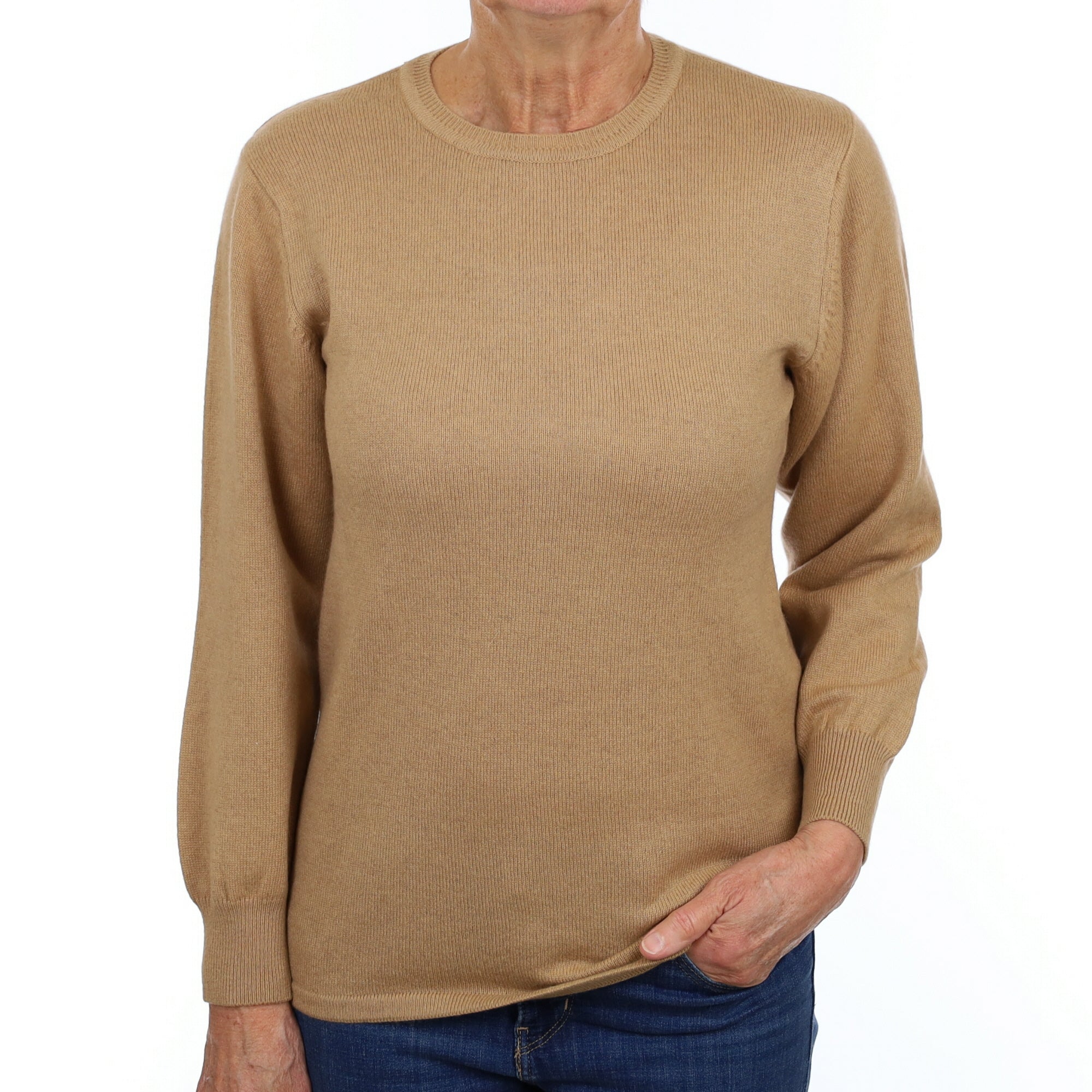 Caramel Brown Cashmere Crew Neck Jumper Medium