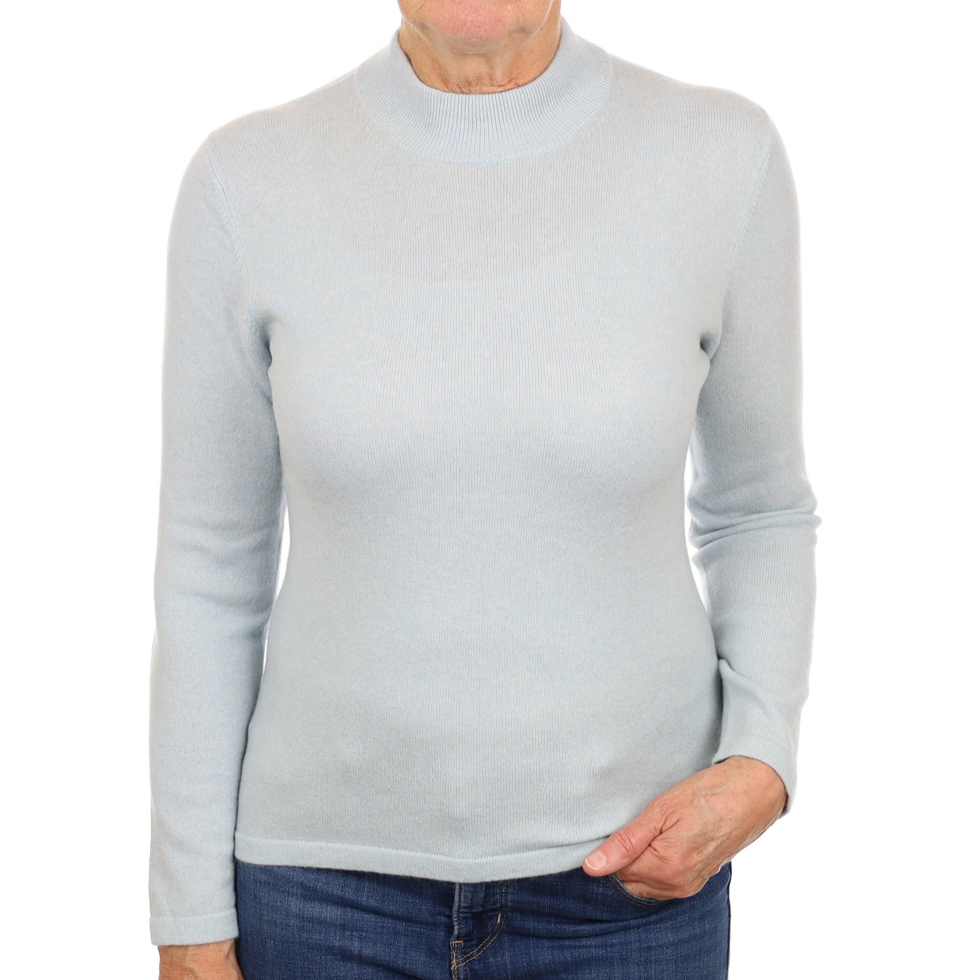 Powder Blue Cashmere Turtle Neck Jumper Medium