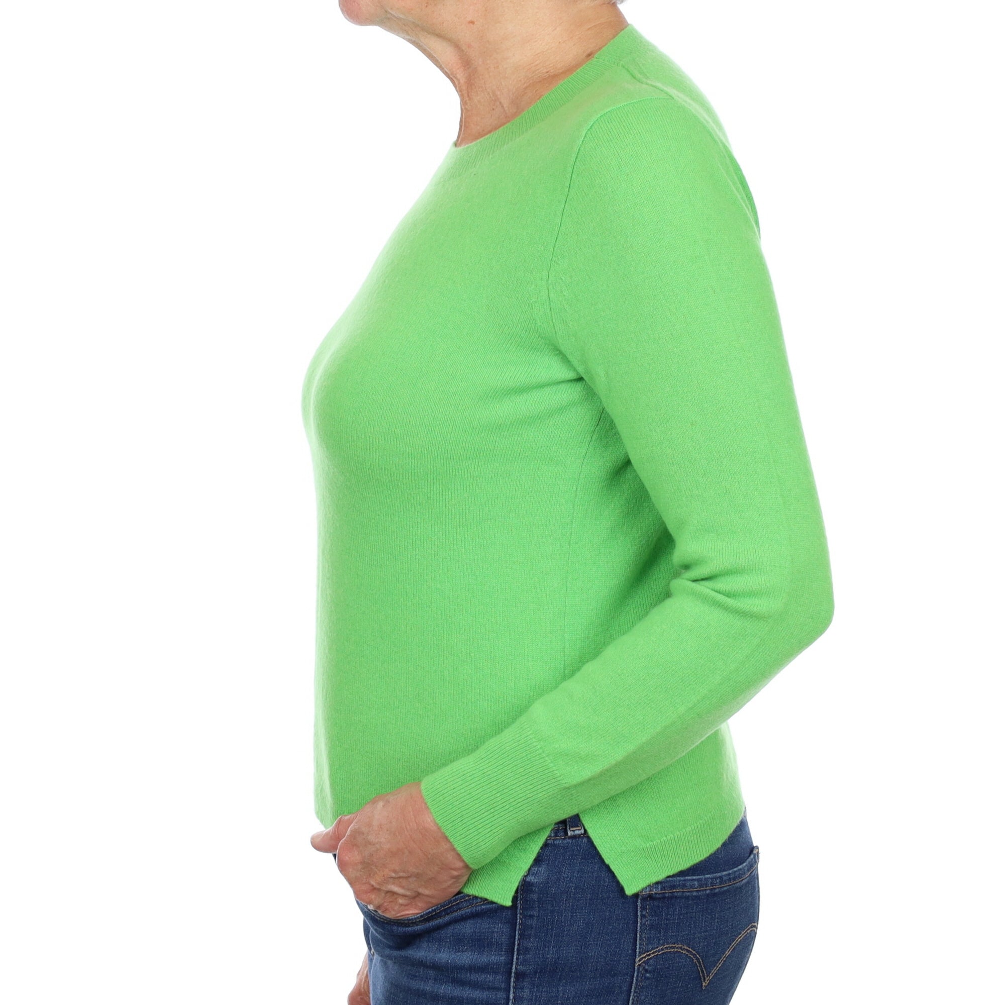 Neon Green Cashmere Crew Neck Jumper Medium