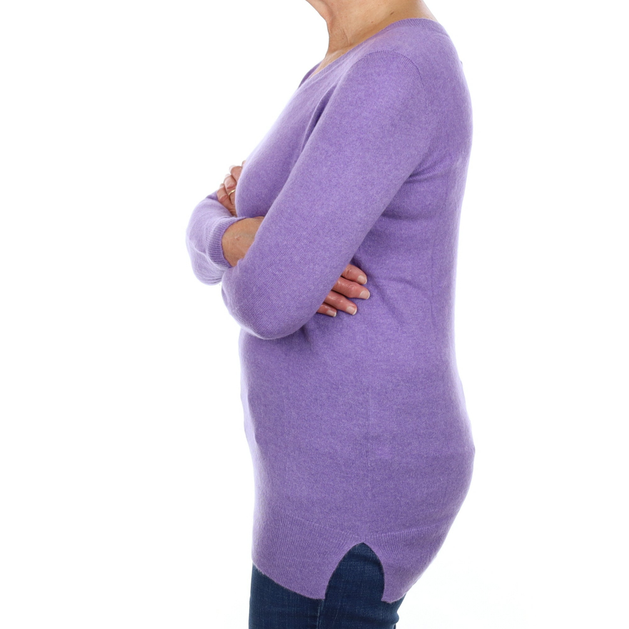 Periwinkle Purple Cashmere V Neck Jumper Medium