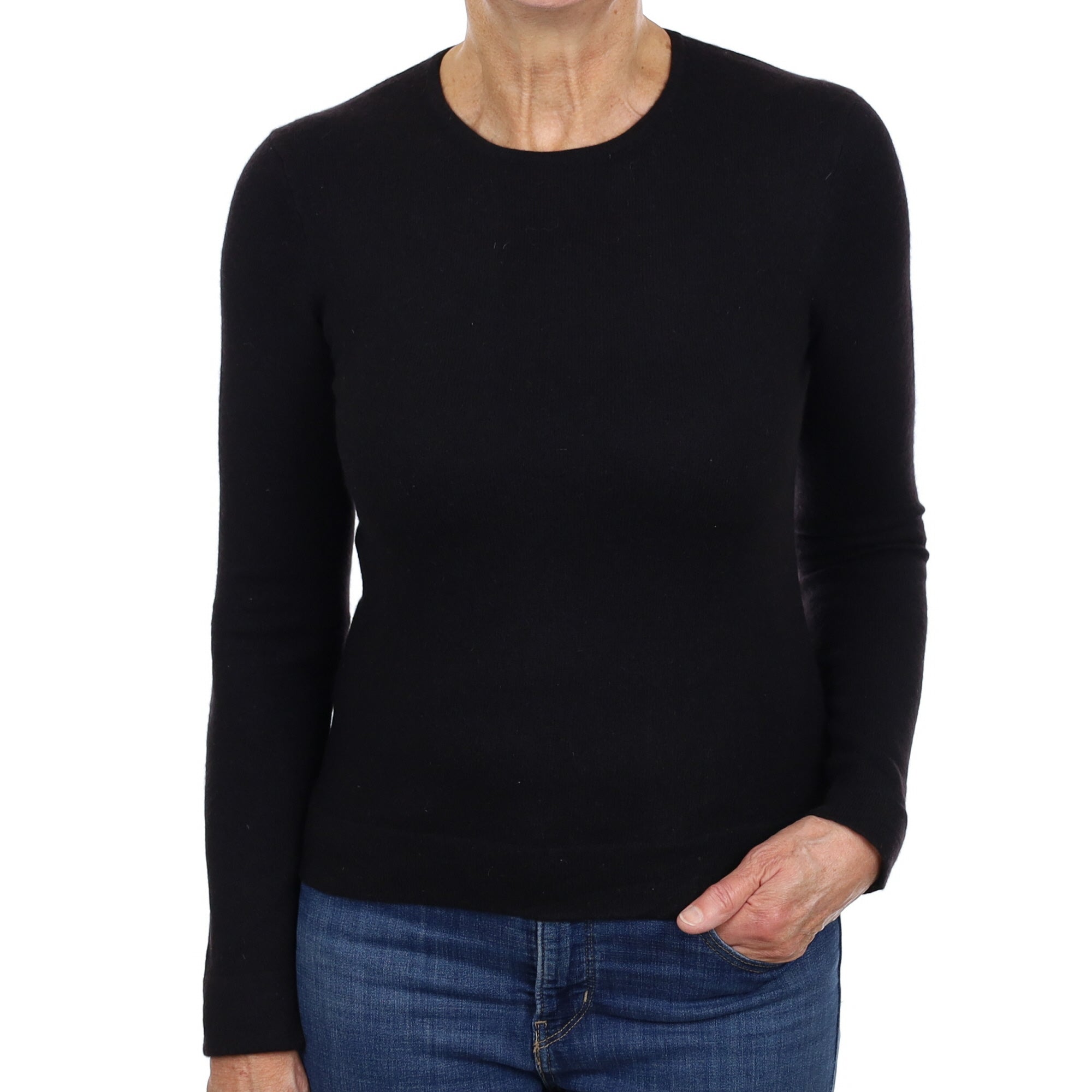 Black Cashmere Crew Neck Jumper Medium