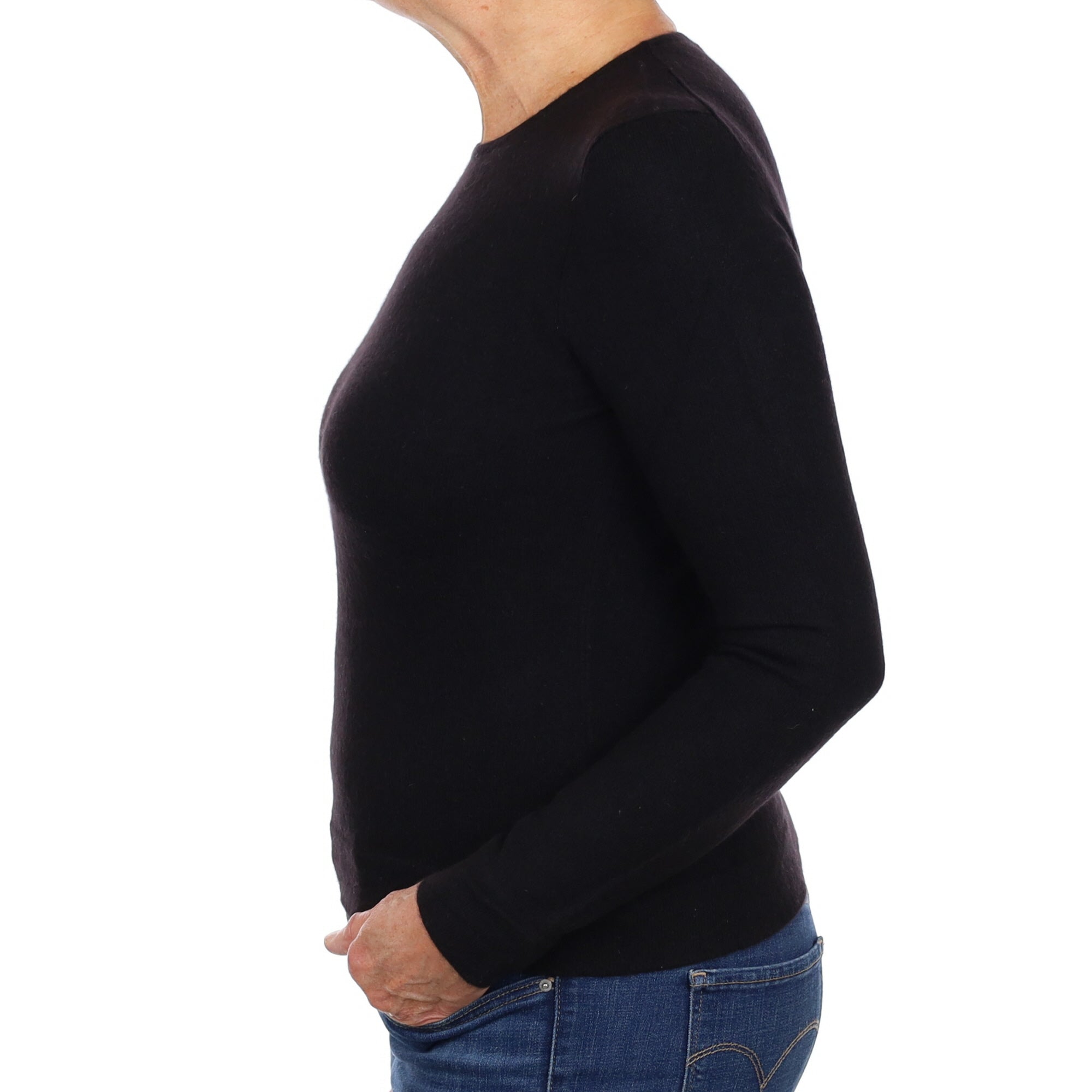 Black Cashmere Crew Neck Jumper Medium