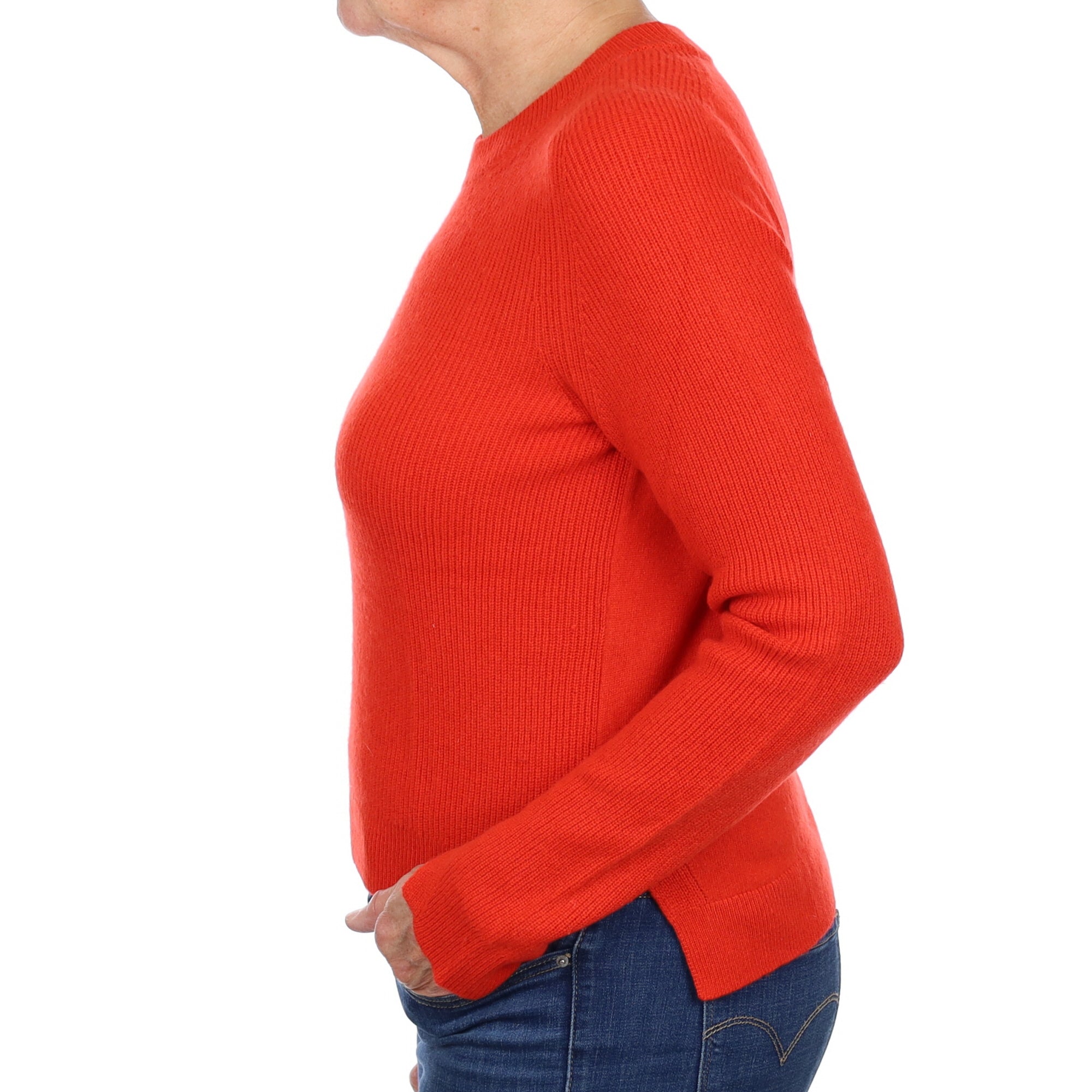 Rag & Bone Fiery Orange Rib Cashmere Crew Neck Jumper Medium