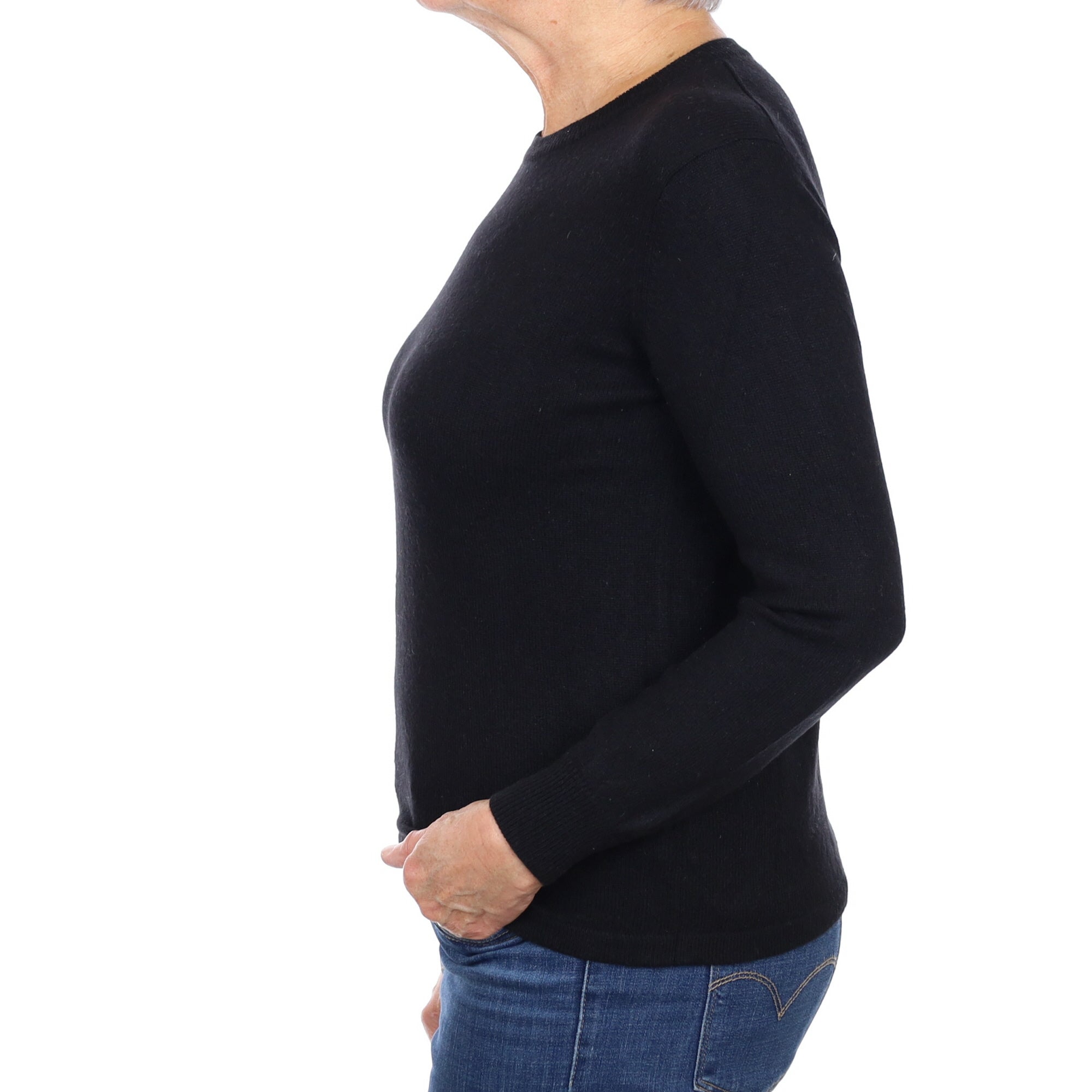 Black Cashmere Boxy Crew Neck Jumper Medium