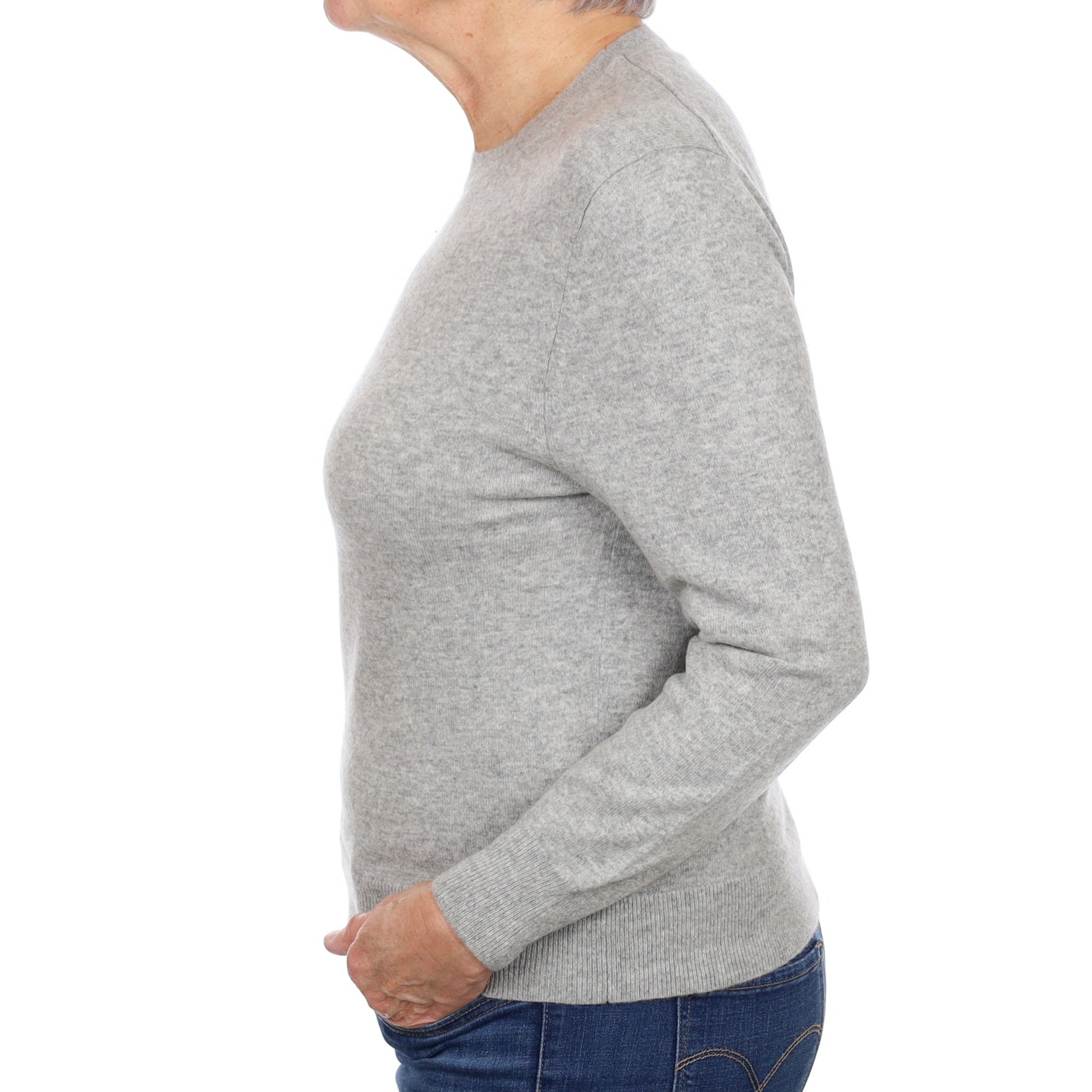 Smoke Grey Cashmere Crew Neck Jumper Medium