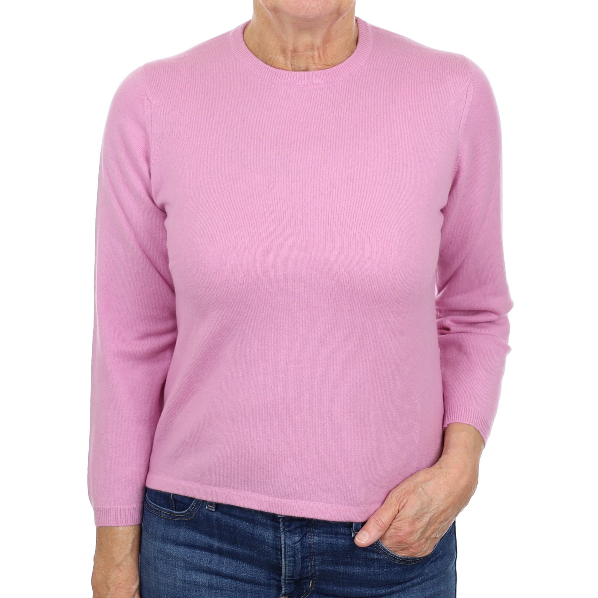 Mauve Pink Cashmere Crew Neck Jumper Medium
