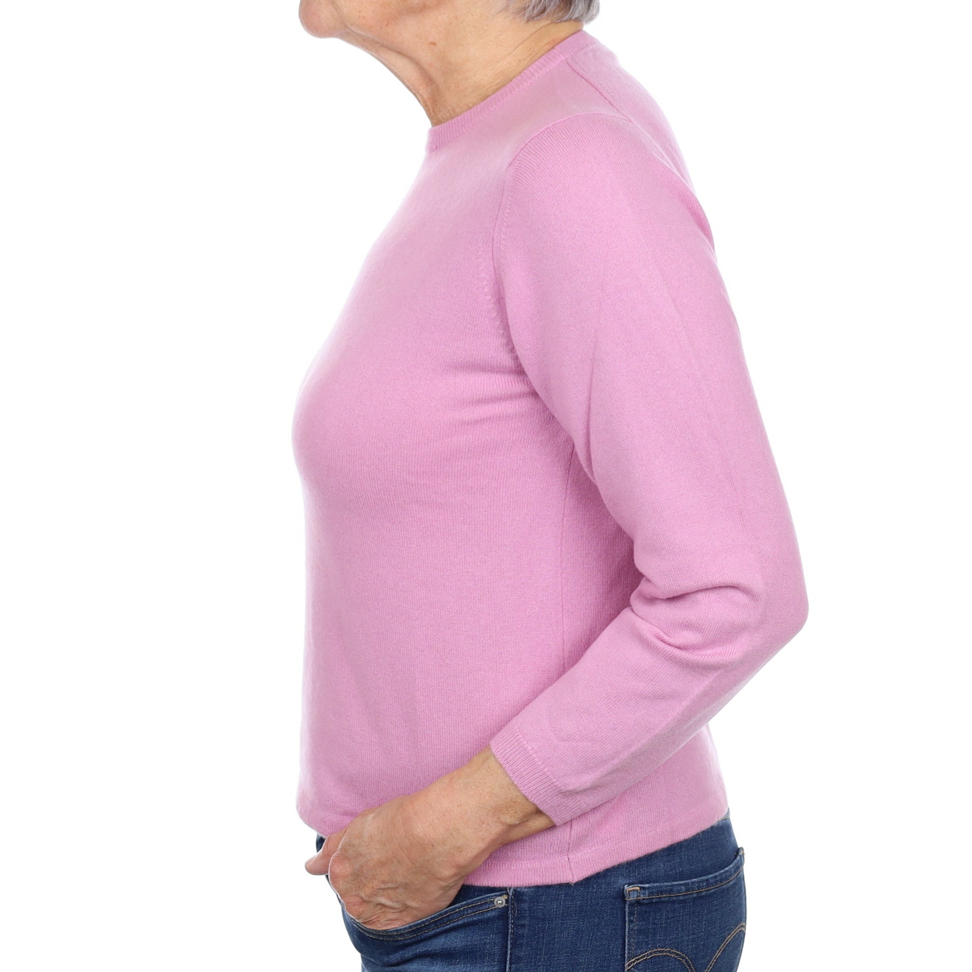 Mauve Pink Cashmere Crew Neck Jumper Medium