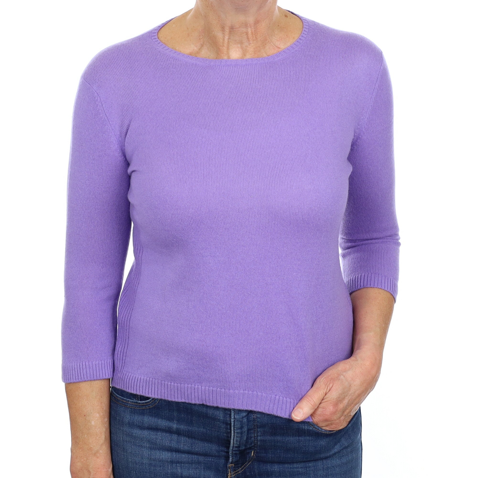 Periwinkle Purple Cashmere Crew Neck Jumper Medium