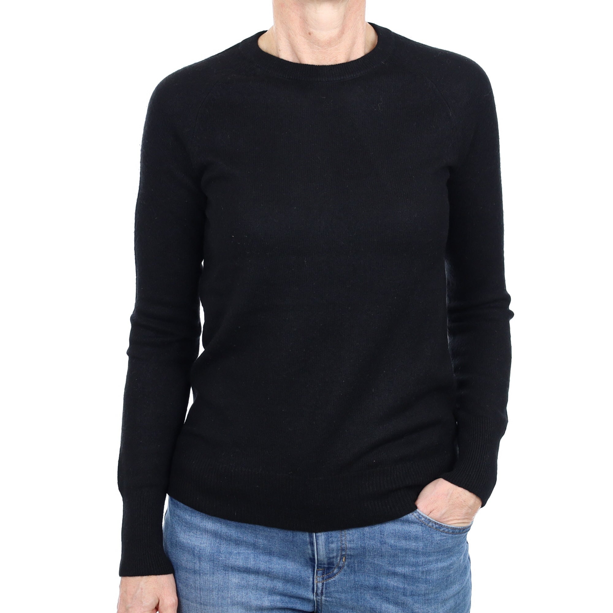Black Cashmere Crew Neck Jumper Small