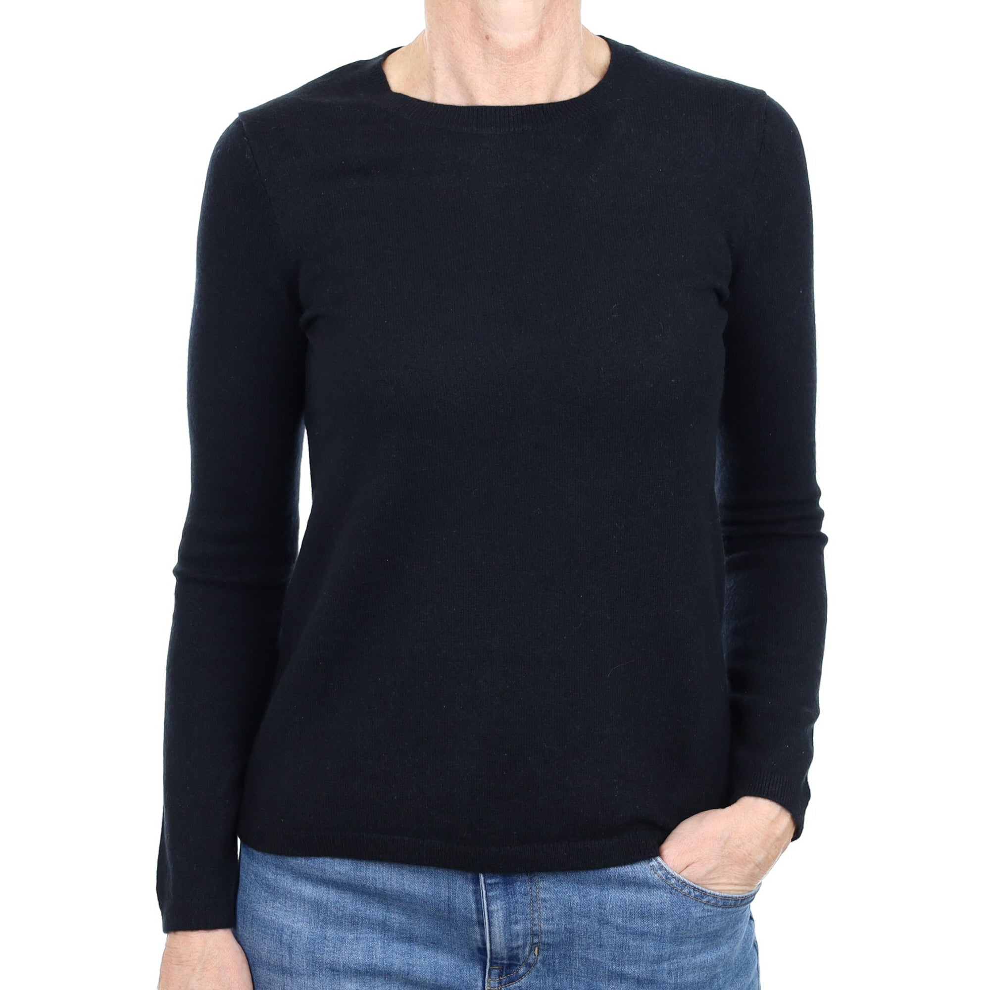 Black Cashmere Crew Neck Jumper Small