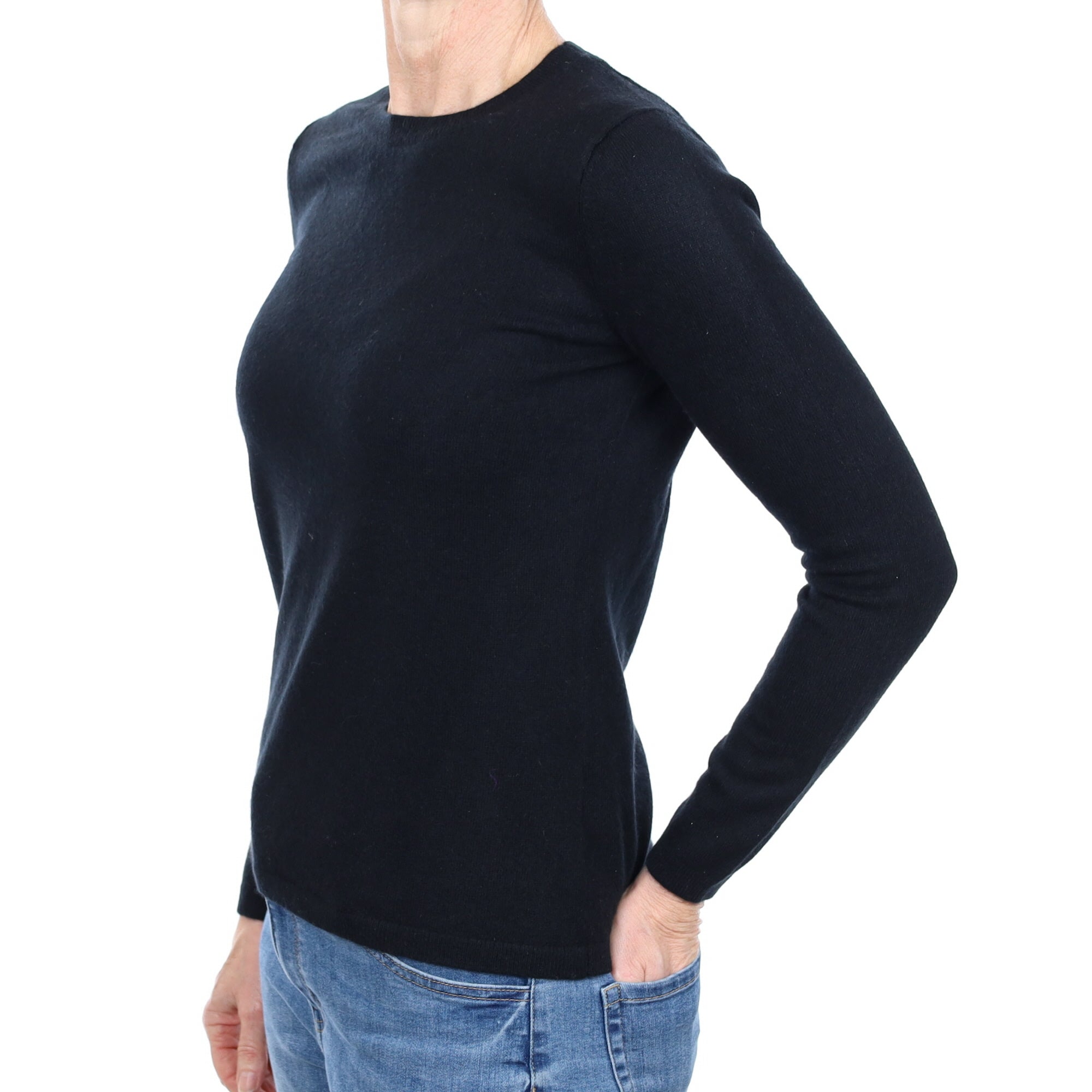 Black Cashmere Crew Neck Jumper Small