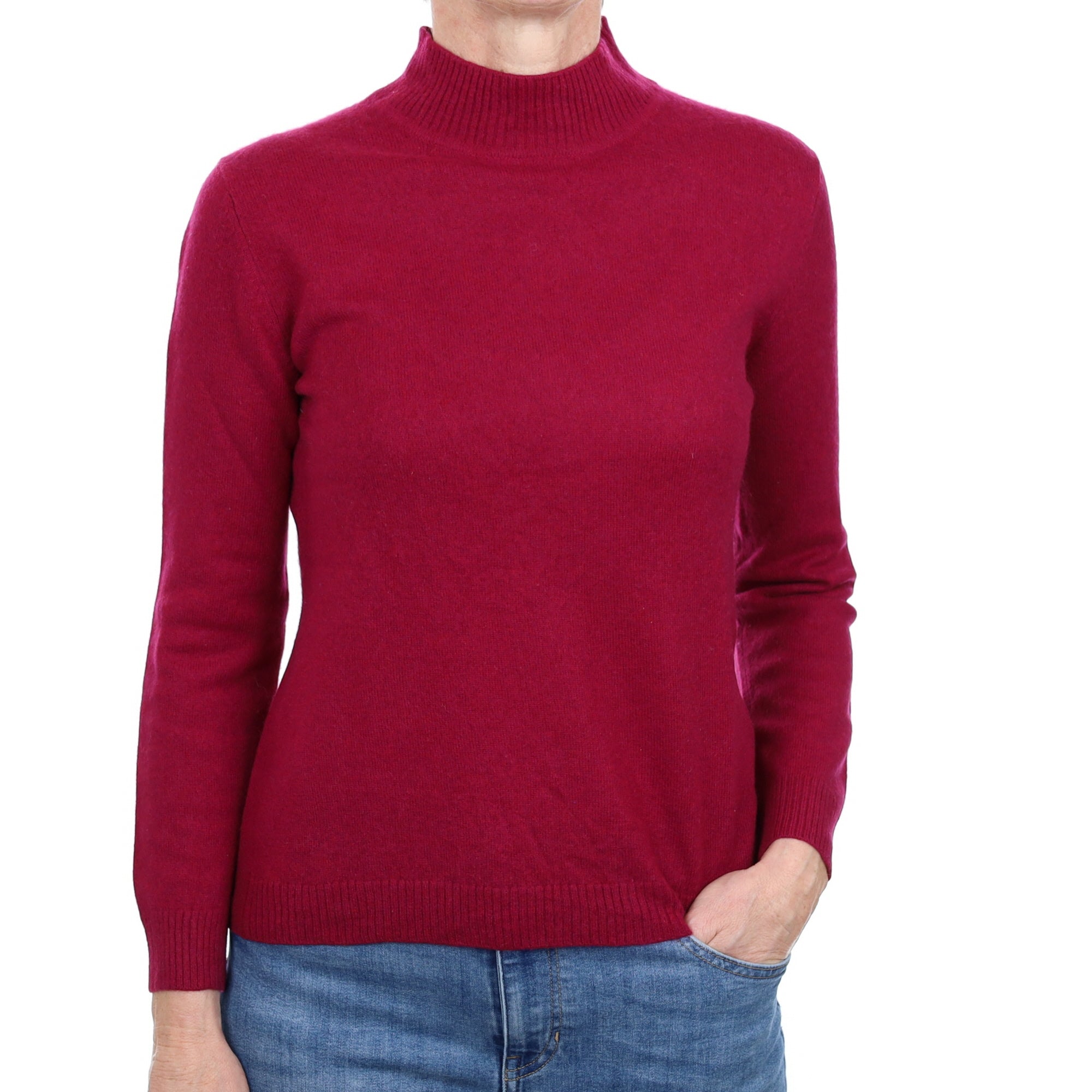 Cherry Purple Cashmere Turtle Neck Jumper Small