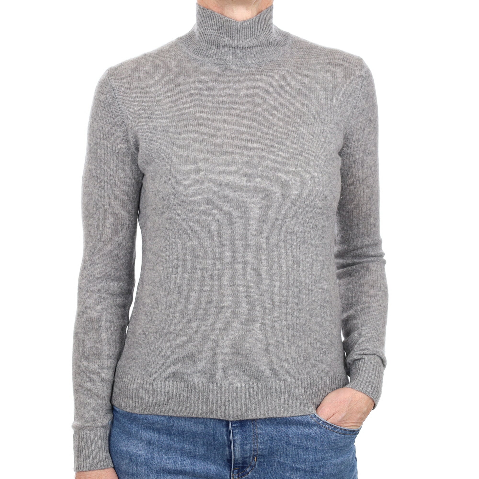 Theory Ash Grey Cashmere Turtle Neck Jumper Small