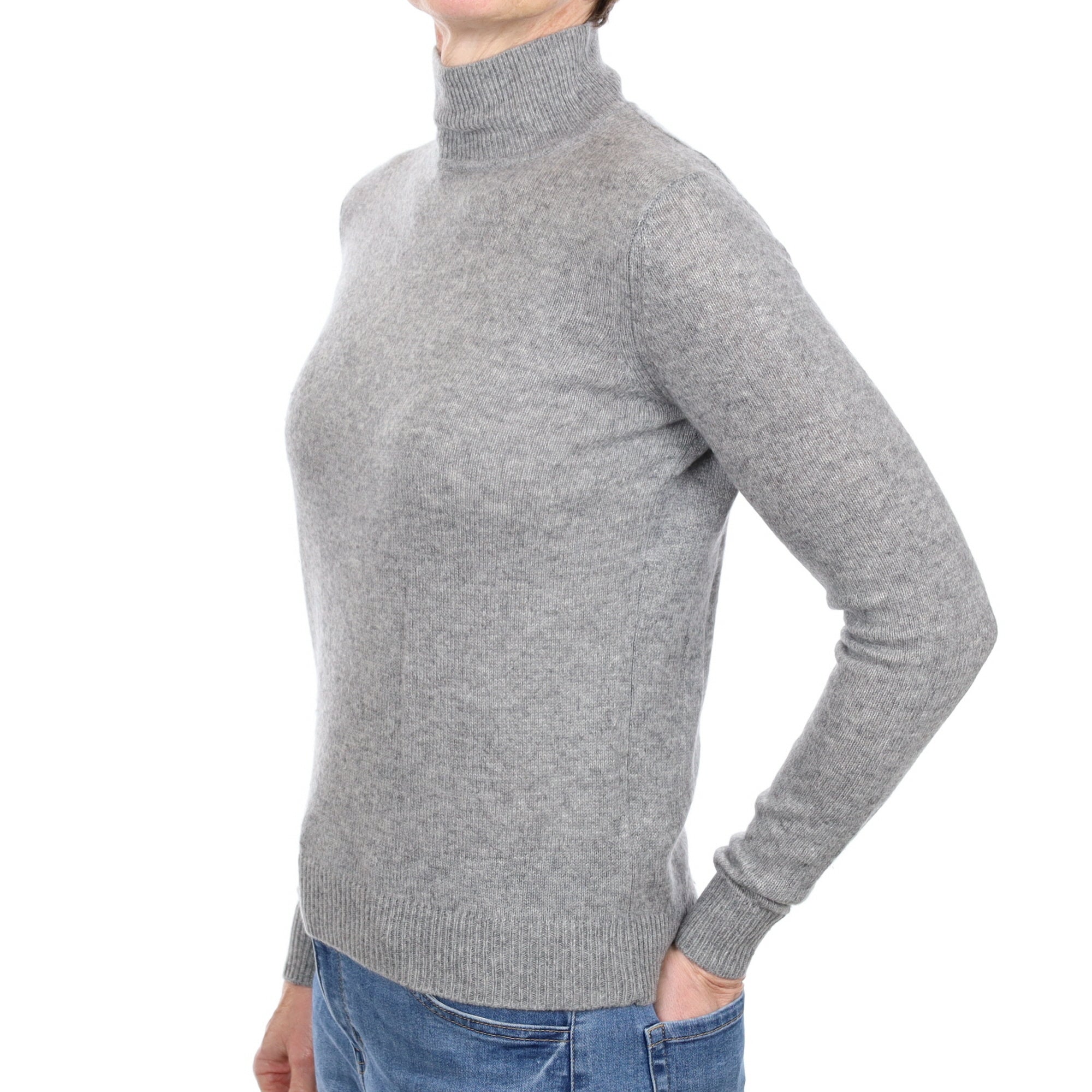 Theory Ash Grey Cashmere Turtle Neck Jumper Small