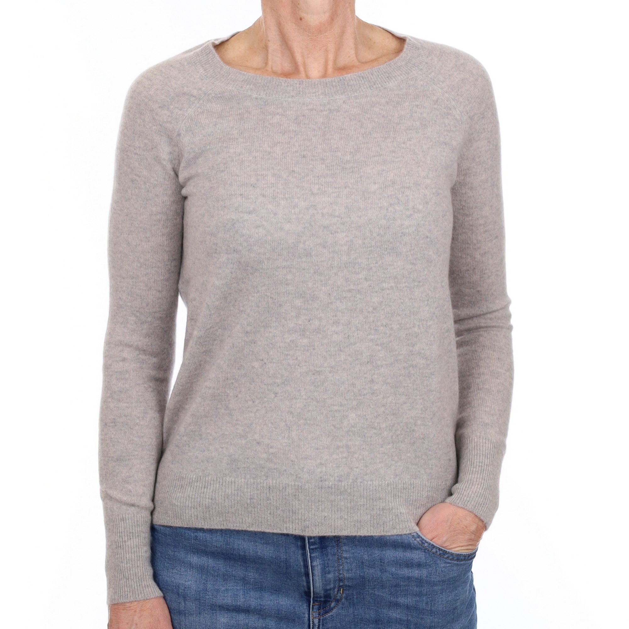 Smoke Grey Cashmere Crew Neck Jumper Small