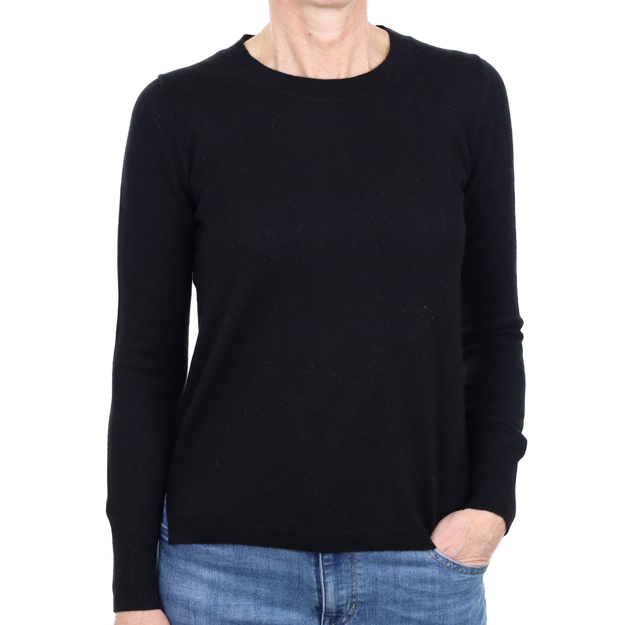 Black Cashmere Crew Neck Jumper Small