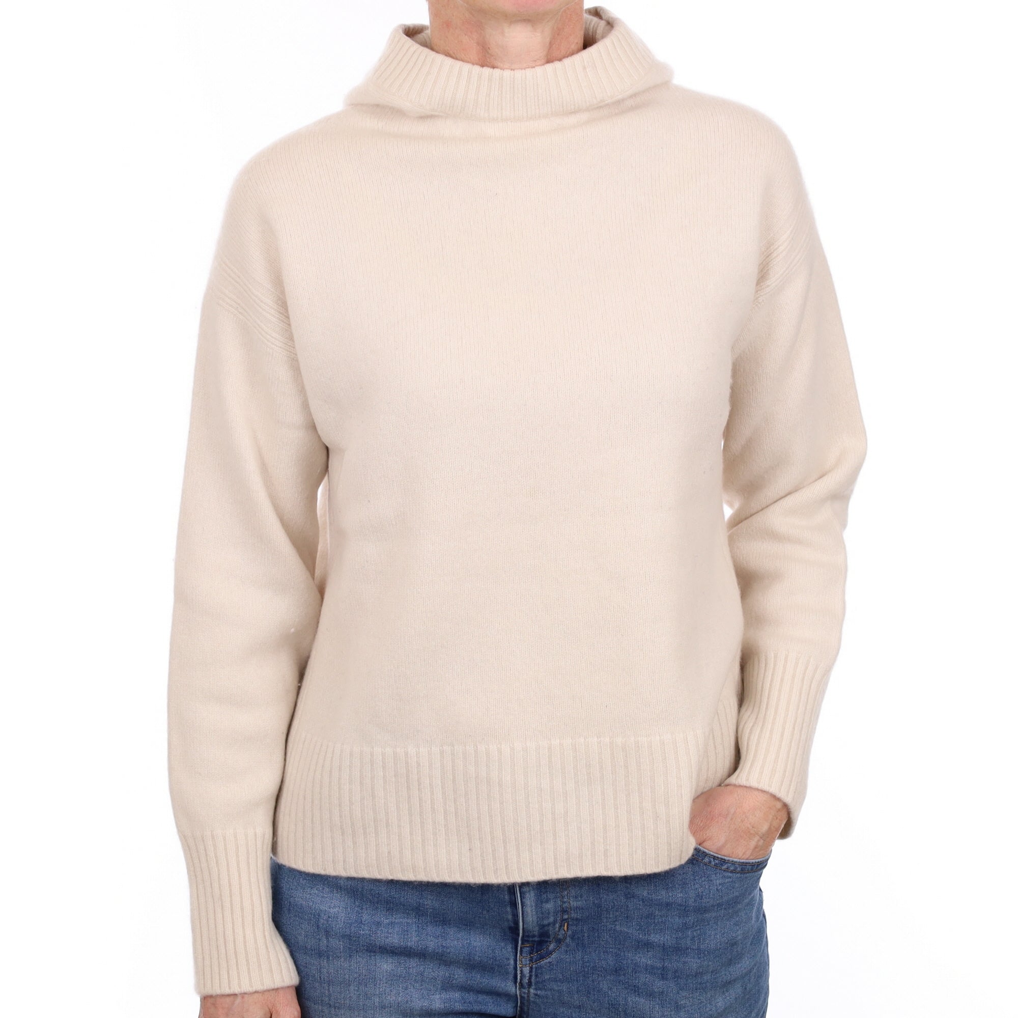 Cos Ivory Cashmere Hoodie Jumper Small