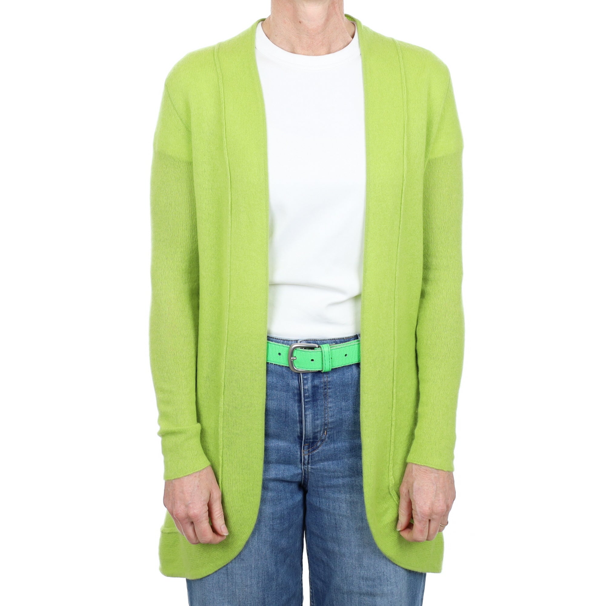 Bright Lime Cashmere Edge to Edge Cardigan Small