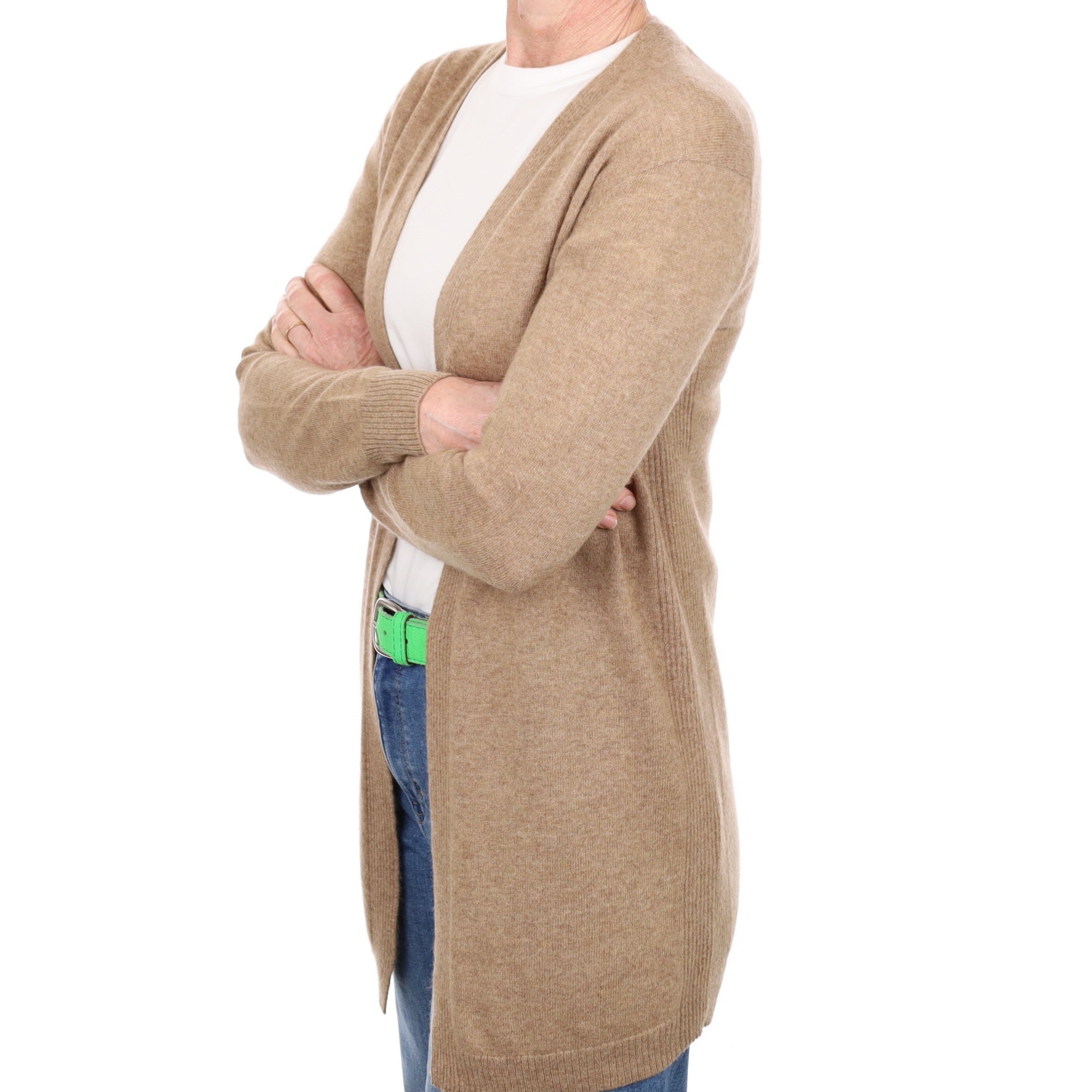 Fudge Brown Cashmere Edge to Edge Cardigan Small
