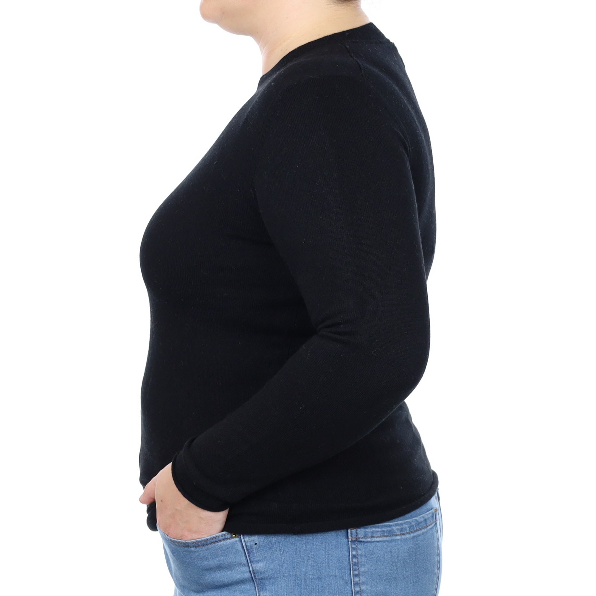 Black Cashmere Crew Neck Jumper Large