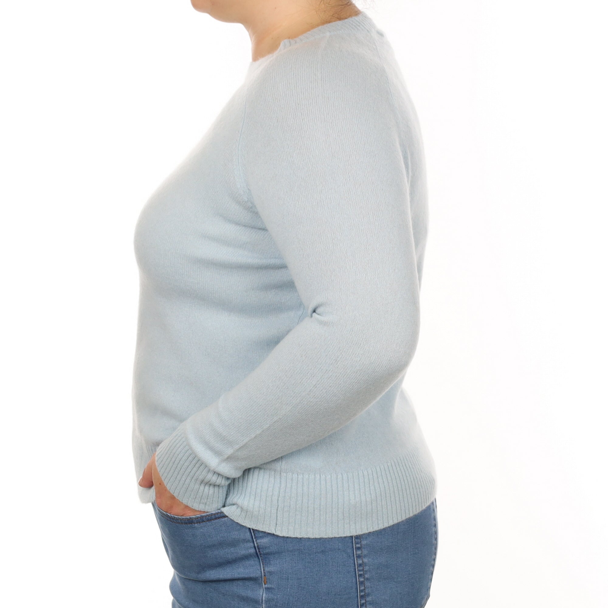 Opal Blue Cashmere Crew Neck Jumper Large