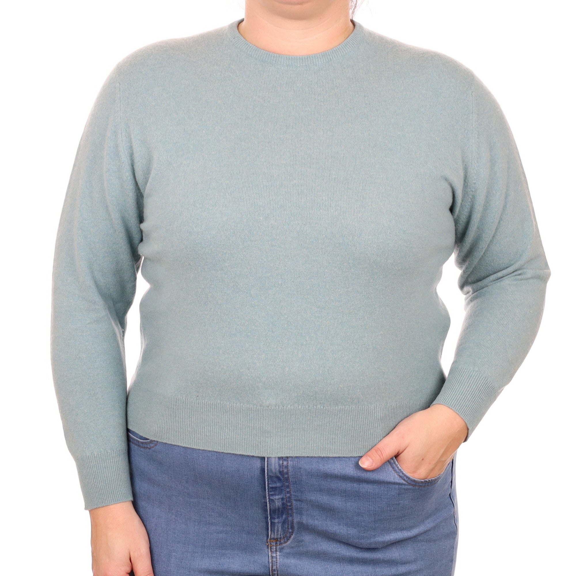 Duck Egg Blue Cashmere Crew Neck Jumper Large