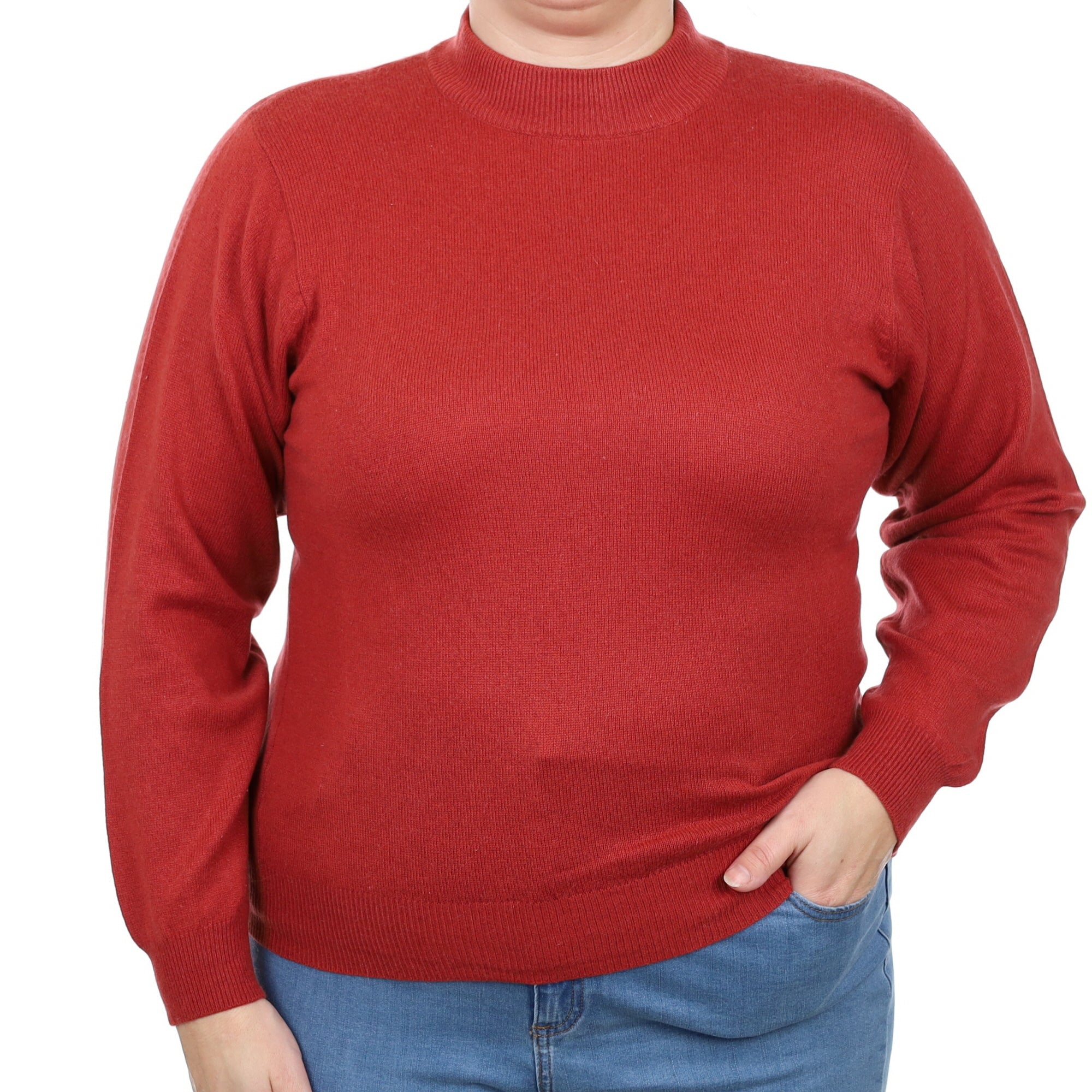 Brick Red Cashmere Turtle Neck Jumper Large