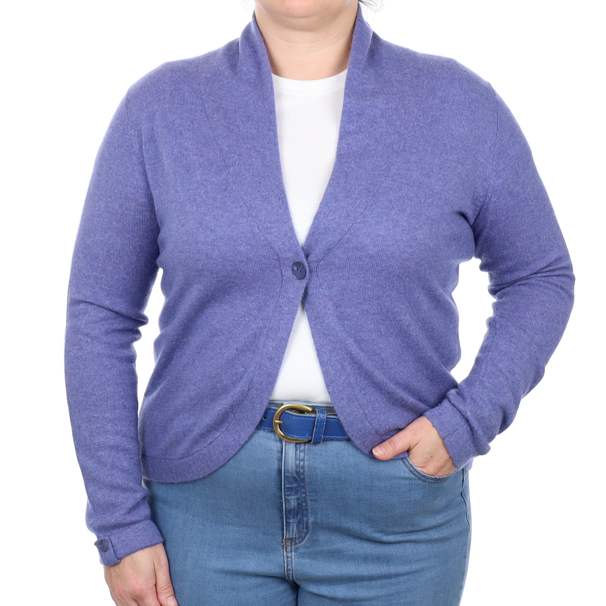 Periwinkle Blue Cashmere Shawl Collar Cardigan Large