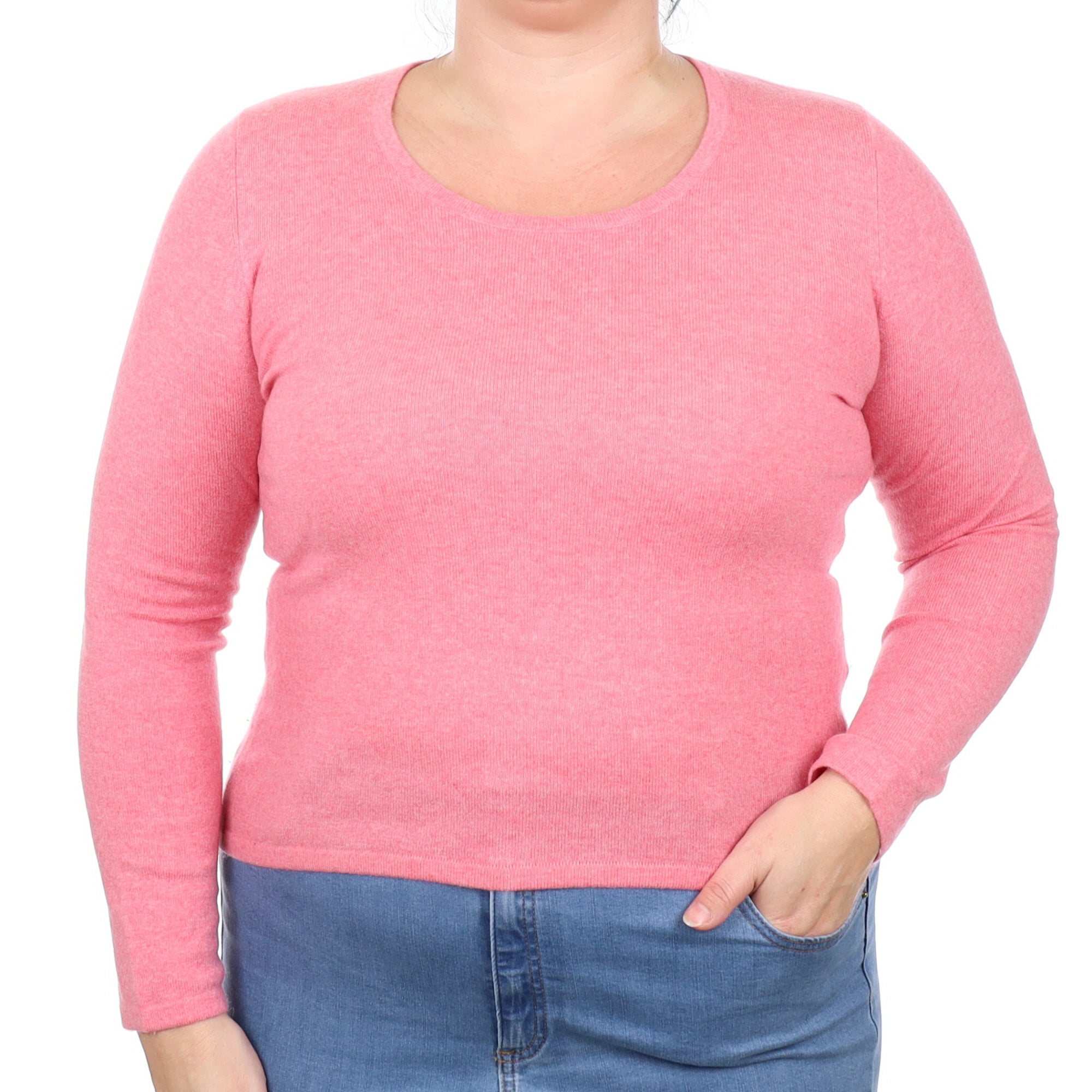 Bubblegum Pink Cashmere Scoop Neck Jumper Large