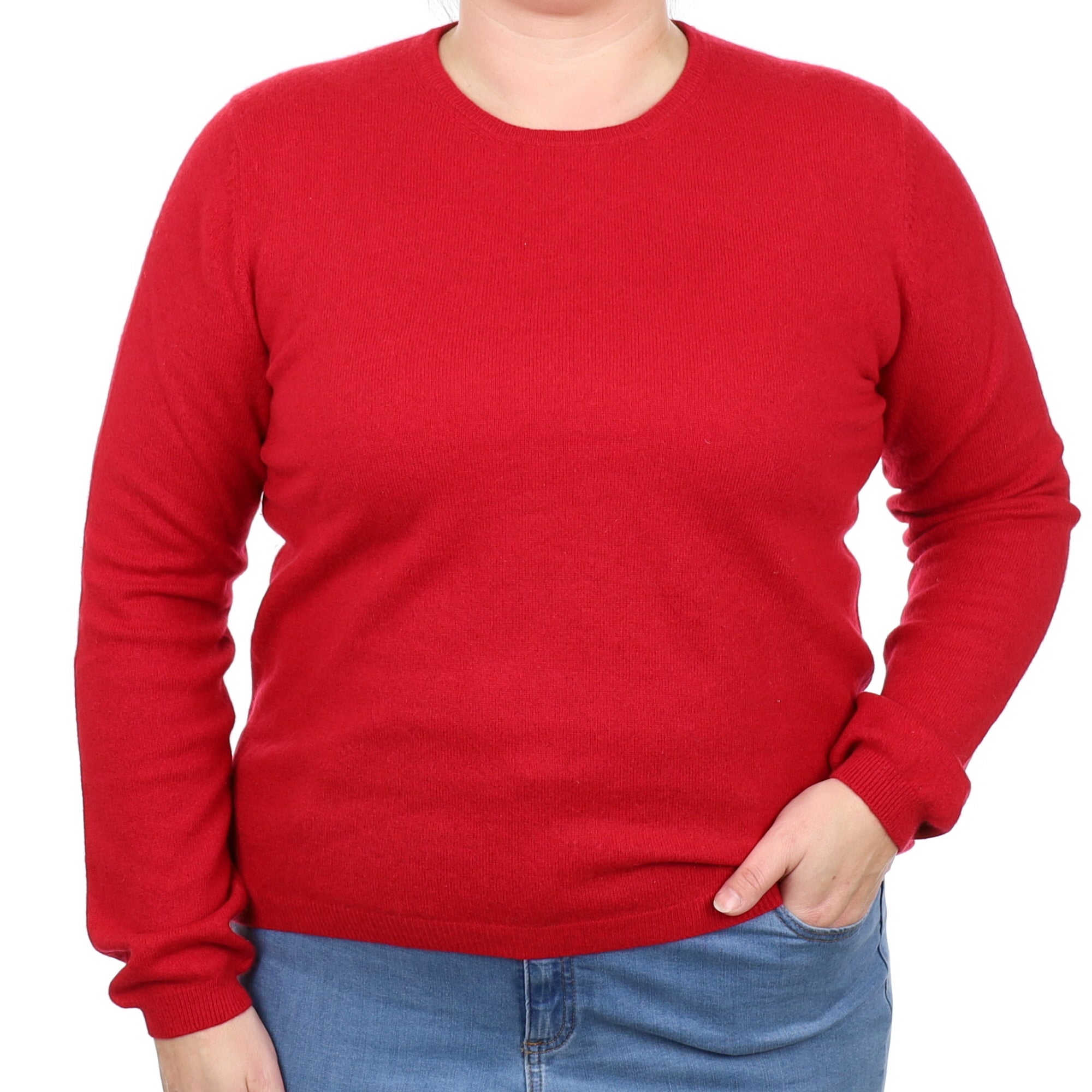 Berry Red Cashmere Crew Neck Jumper Large